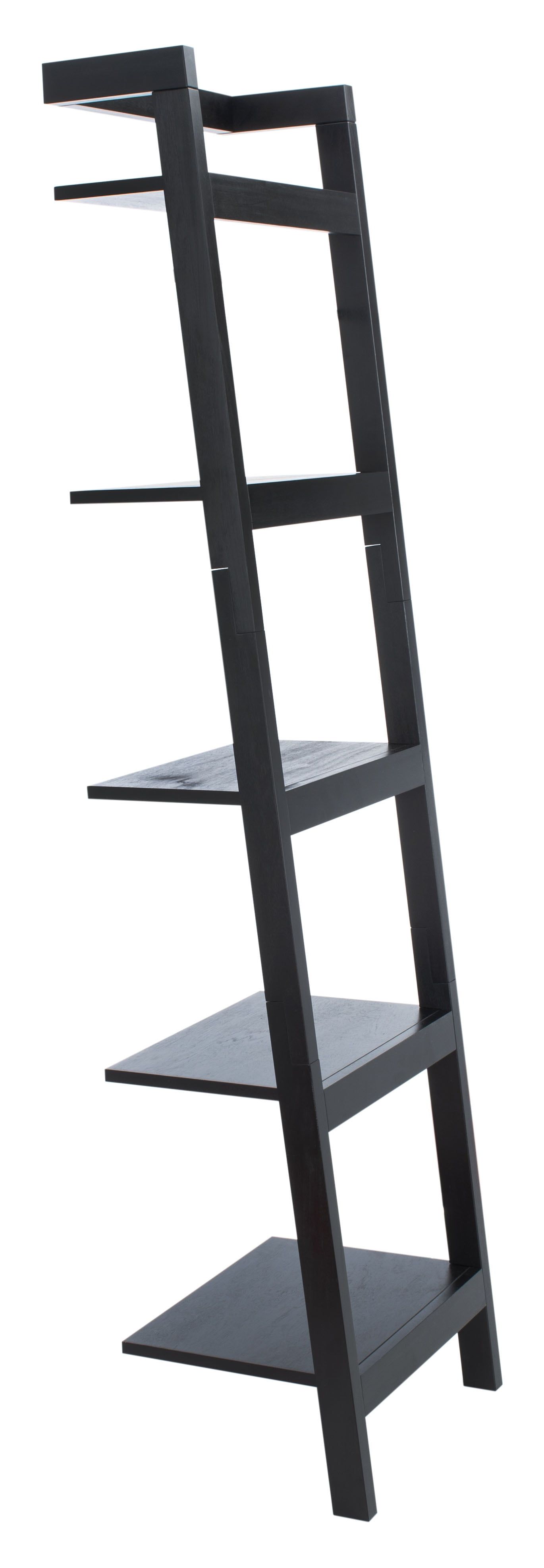 Modern Black Solid Wood 5-Tier Ladder Etagere