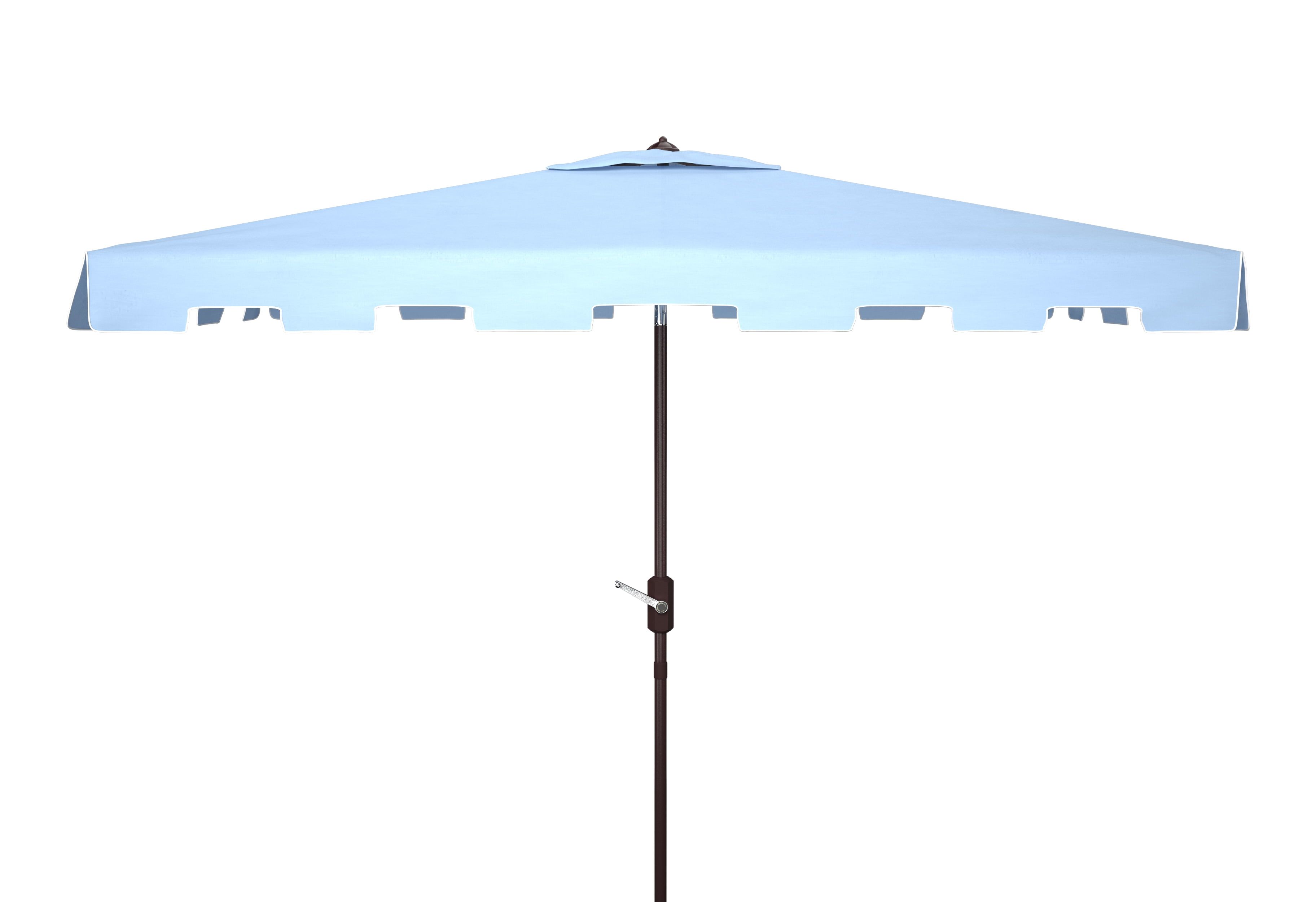 Baby Blue and White Rectangular Market Patio Umbrella with Brown Aluminum Post