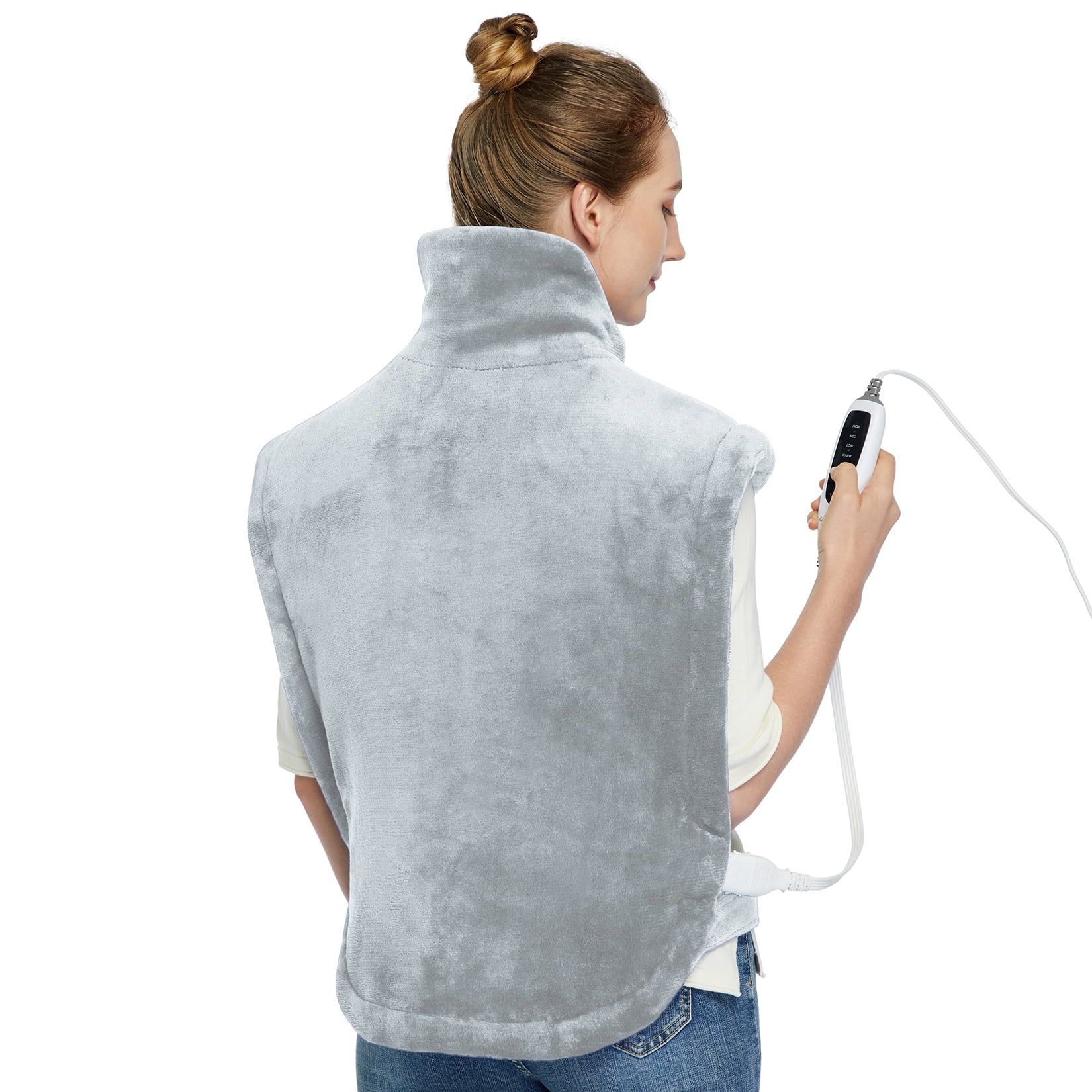 Large Grey Electric Heating Pad for Neck and Shoulders