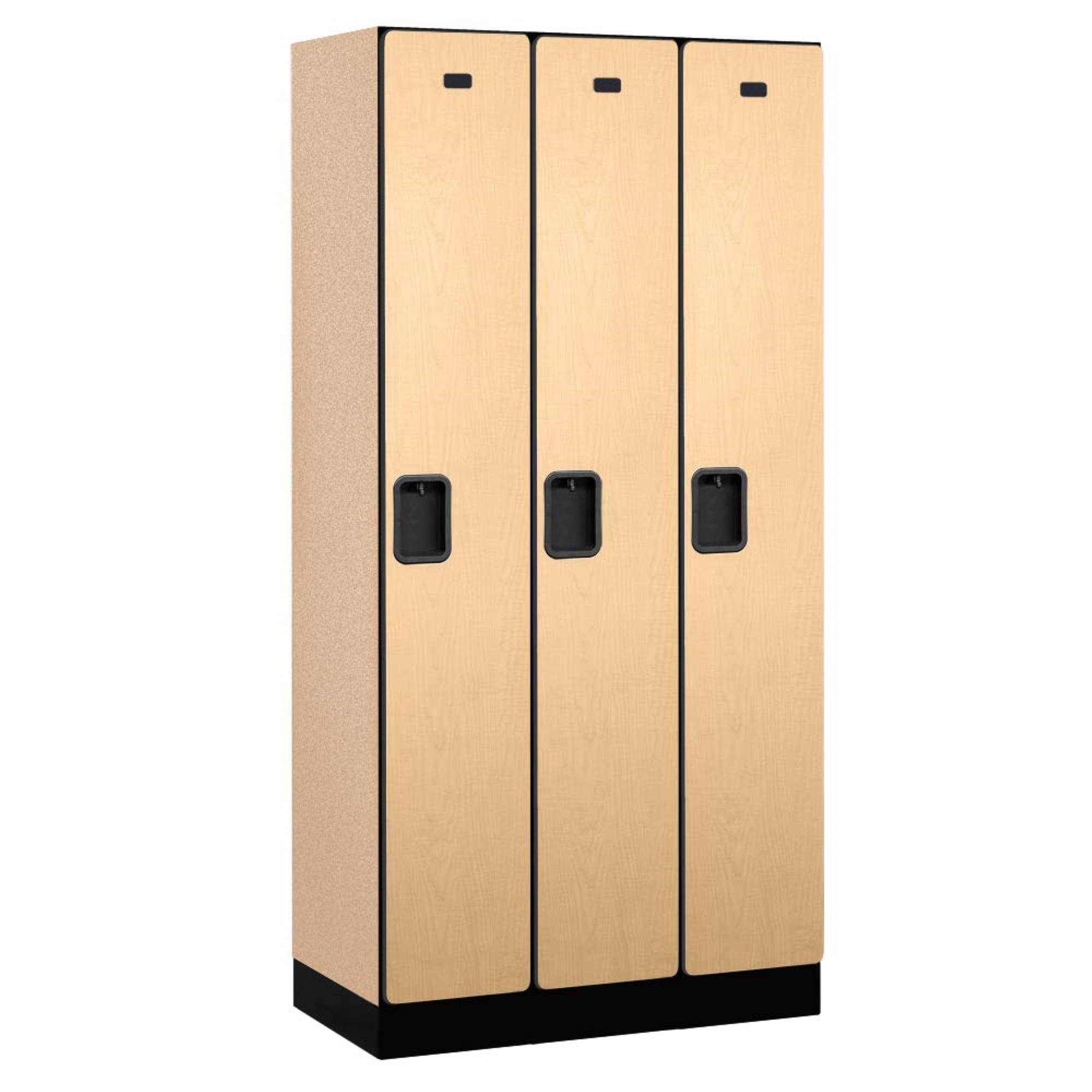 Maple Single Tier Lockable Wood Locker with Steel Handles