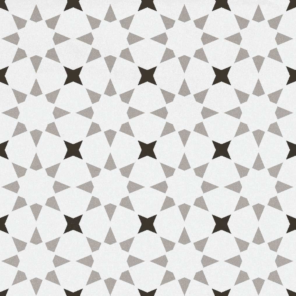 8" x 8" Black and White Matte Porcelain Patterned Tile