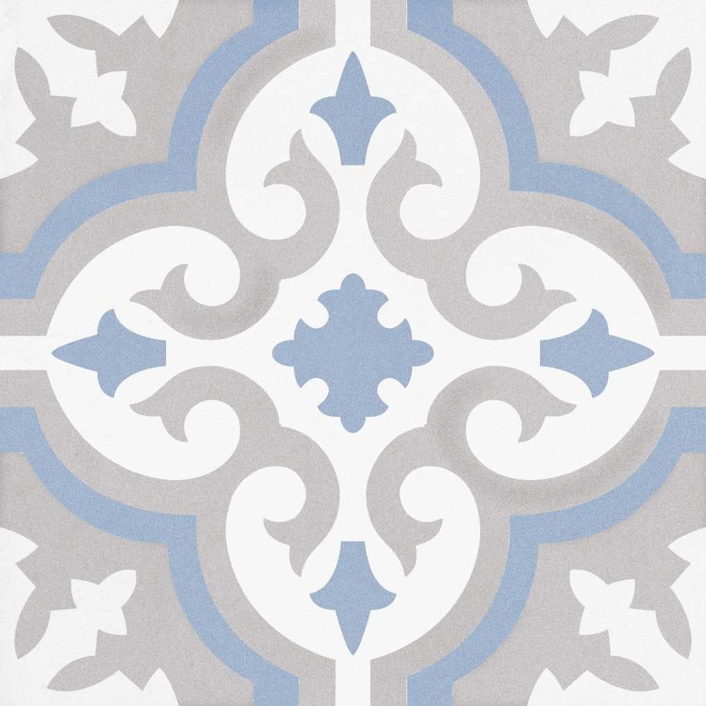 Revival Blue and Gray Matte Porcelain Patterned Tile