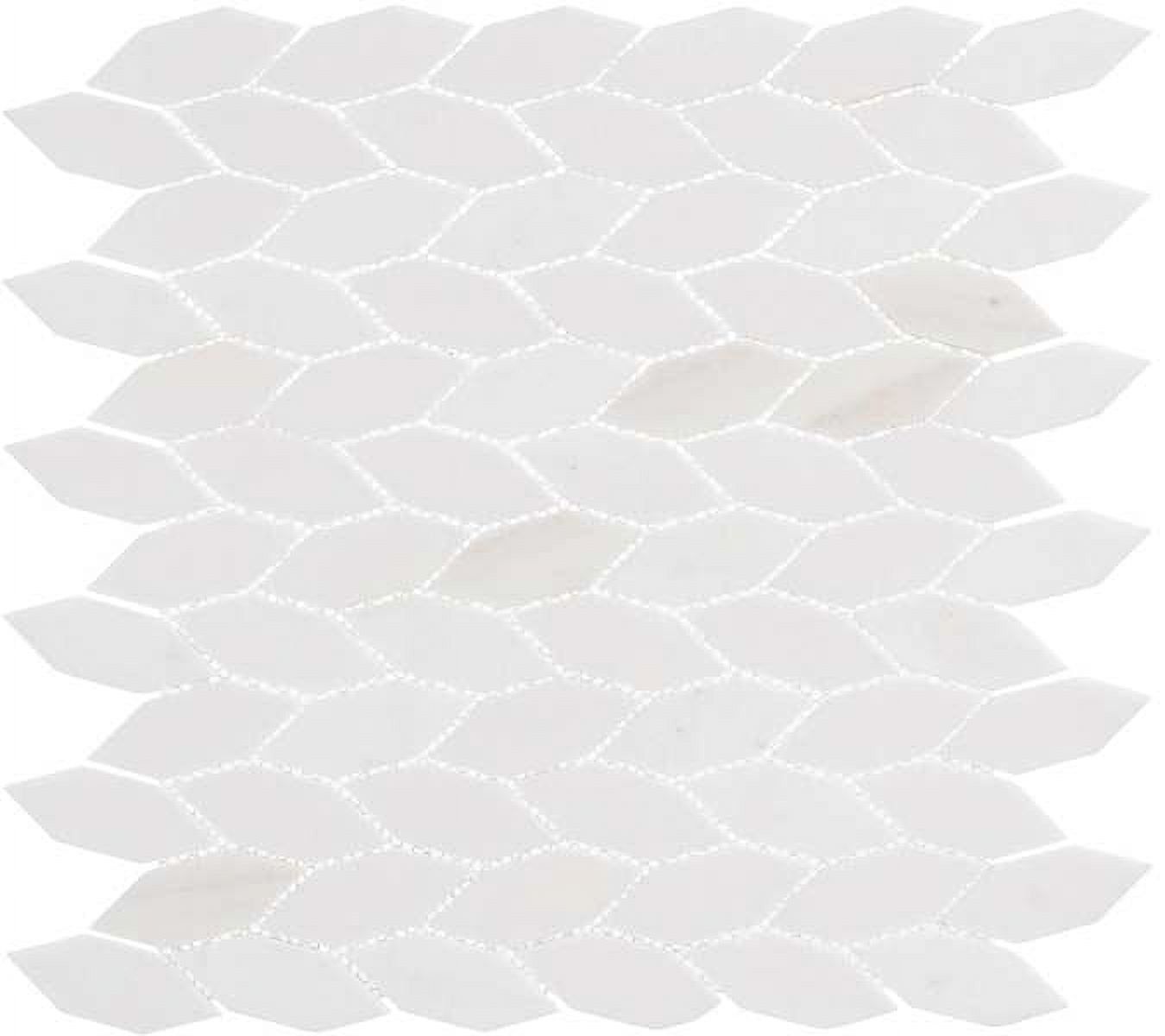 Pearl White Matte Elongated Hex Natural Stone Mosaic Tile