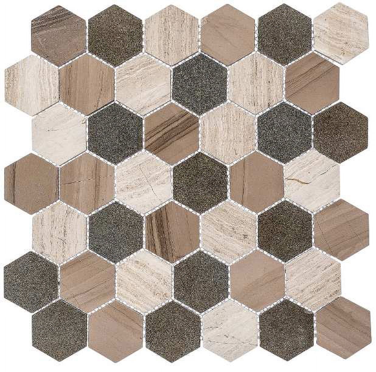 Hazelton Tan and Brown Hexagon Natural Stone Mosaic Tile