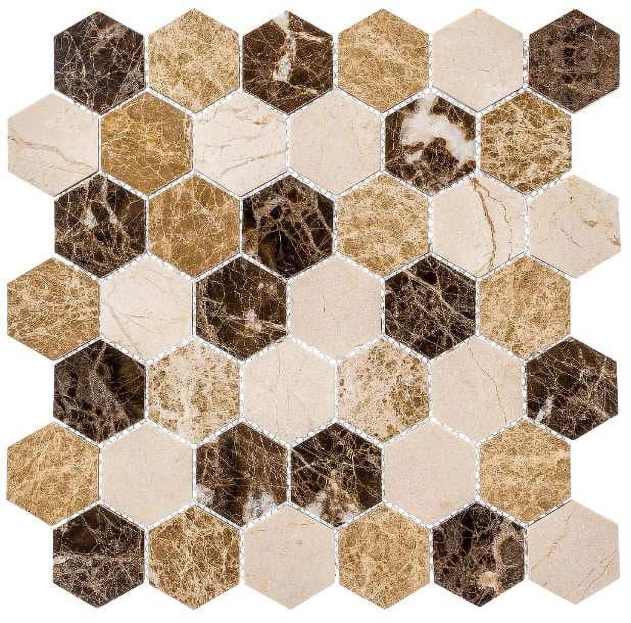 Montage Brown and Tan Matte Honeycomb Mosaic Tile