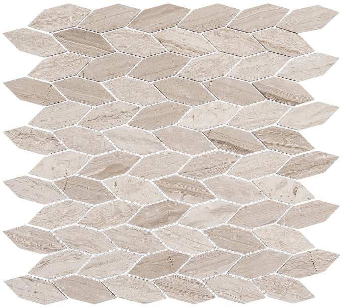 Tan Elongated Hex Natural Stone Mosaic Tile Sample