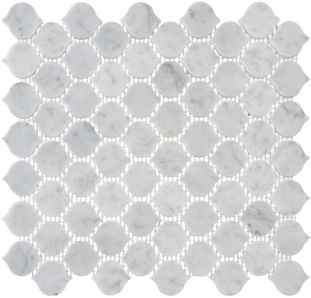 Dayberry Arabesque 4x8 White Marble Matte Mosaic Tile