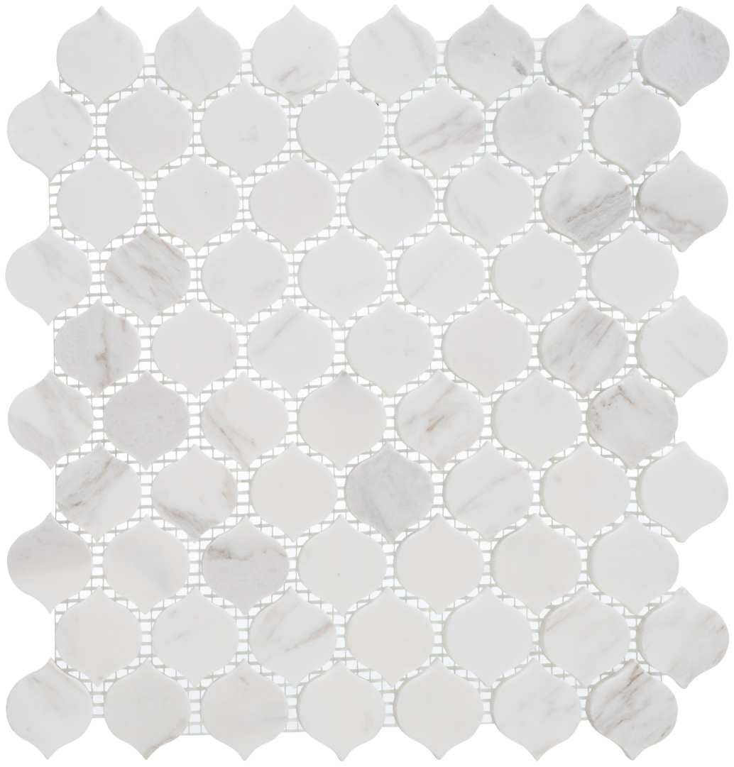 Dayberry Arabesque 4x8 White Marble Mosaic Tile