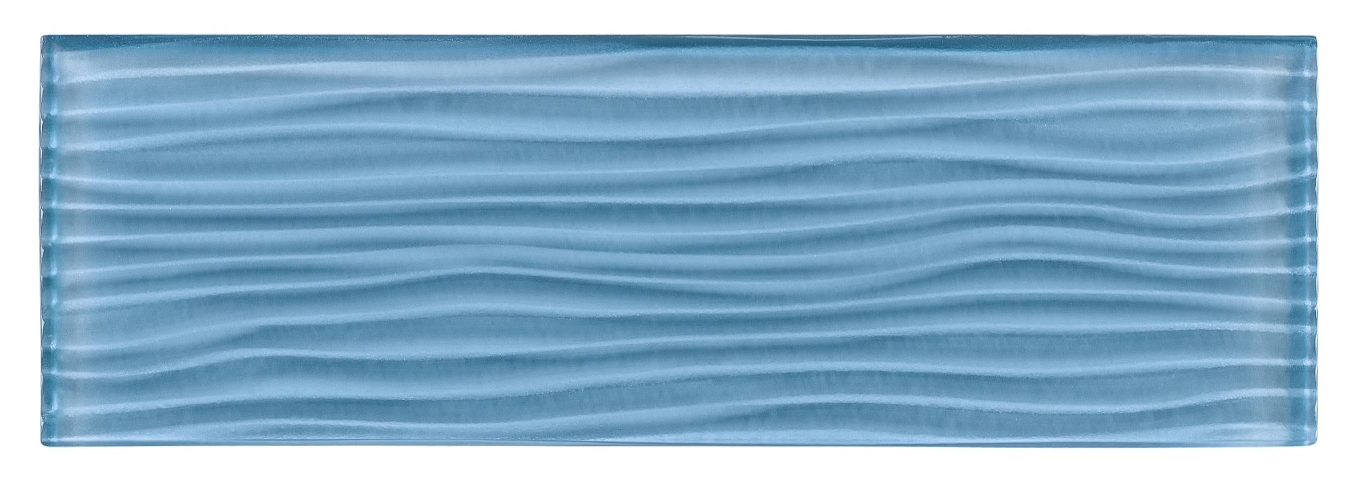 Spell Blue Glossy Glass Textured Subway Wall Tile