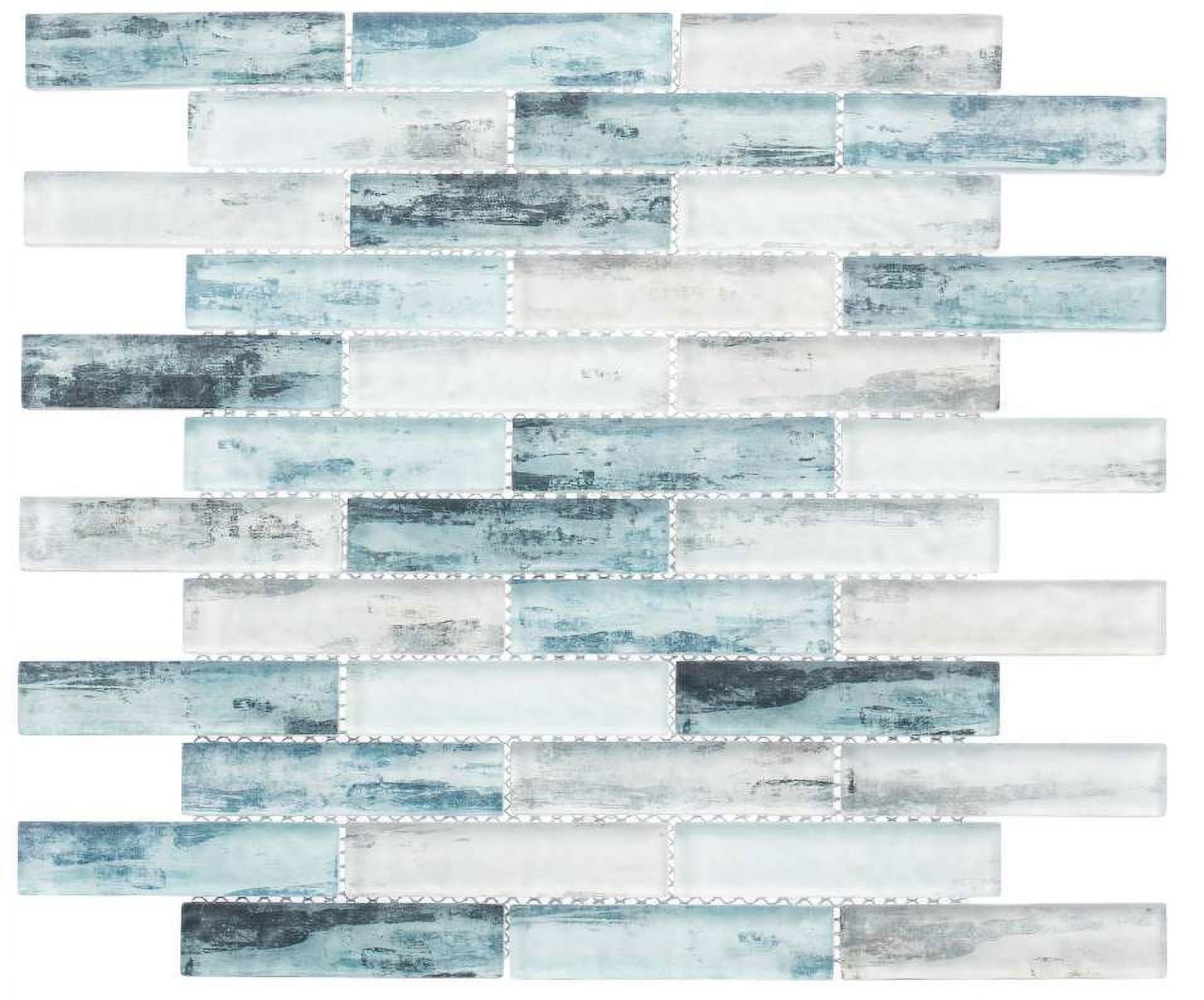 Islandia 6x6 Blue and White Glass Brick Joint Mosaic Tile