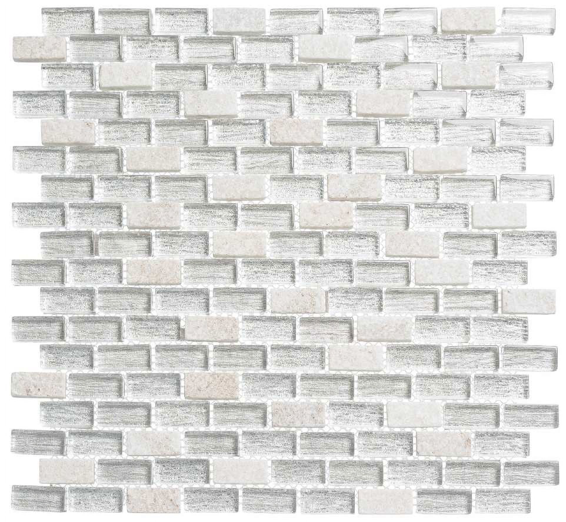 Klaud Polished Glass and Quartz Brick Joint Mosaic Tile