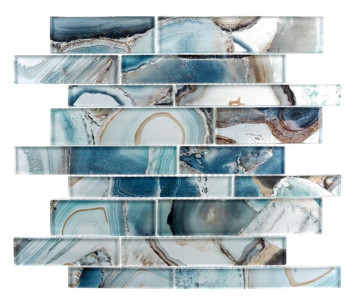 Capri Agate Inspired Glass Brick Joint Mosaic Wall Tile