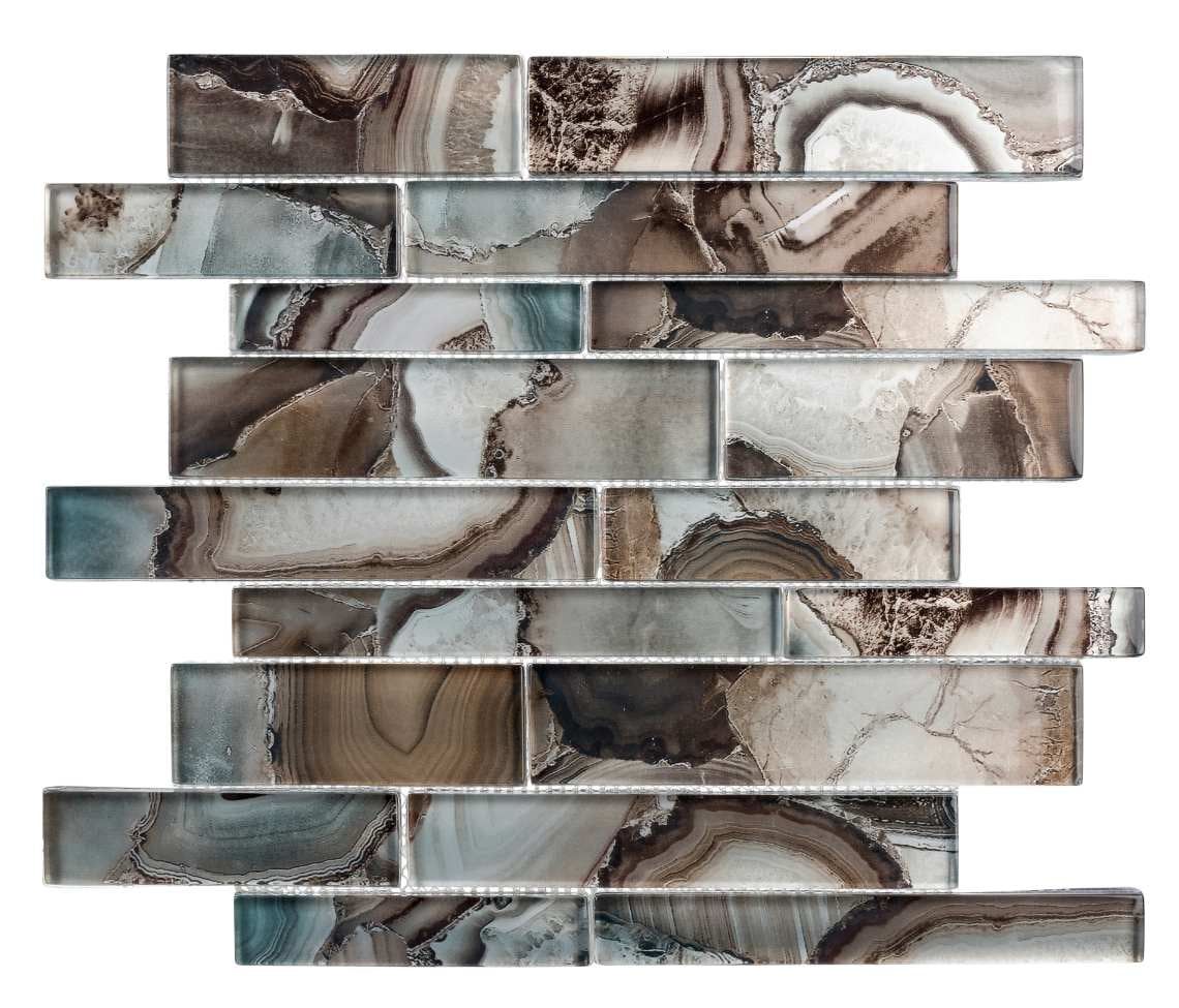 Myst Agate Inspired Glass Brick Joint Mosaic Wall Tile