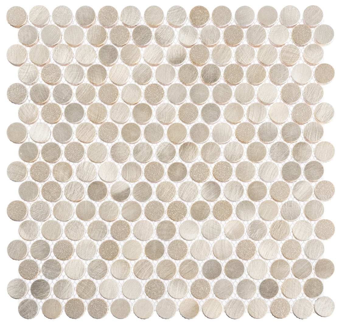 Limelight Silver and Gold Penny Round Metal Mosaic Tile