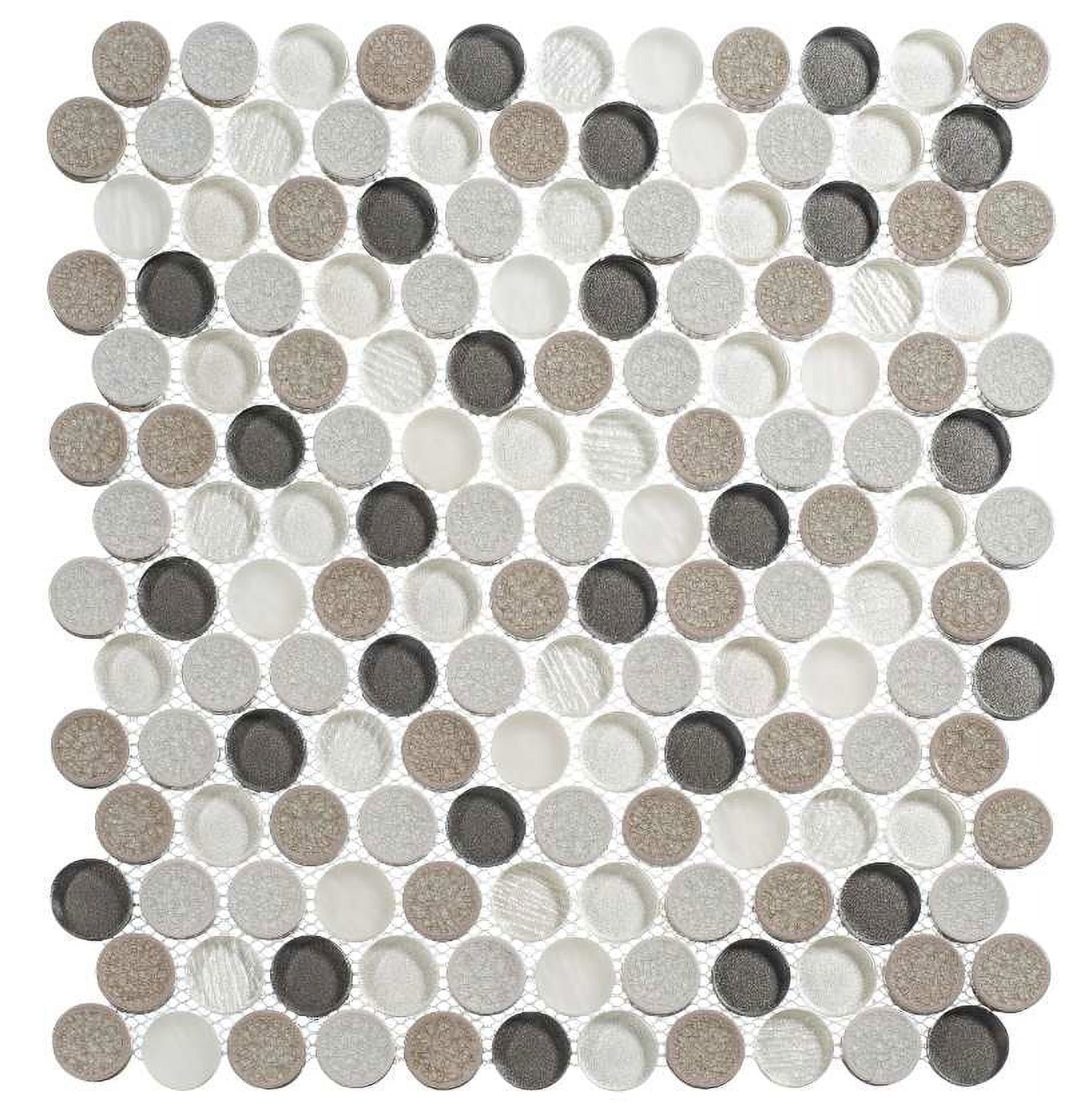 Pixel Black and White Penny Round Mosaic Tile