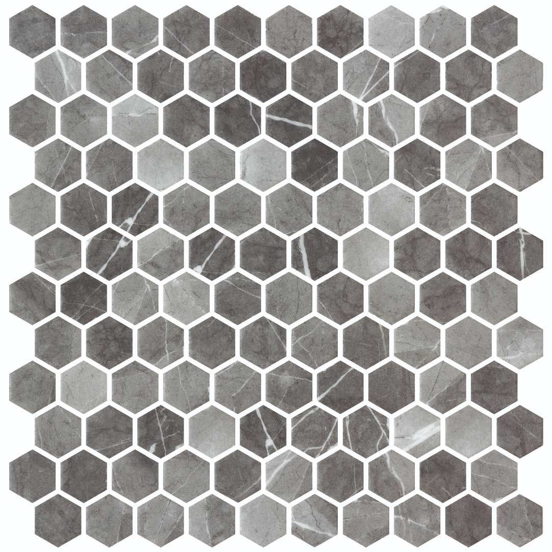 Fossil Brown Matte Hexagonal Glass Mosaic Tile