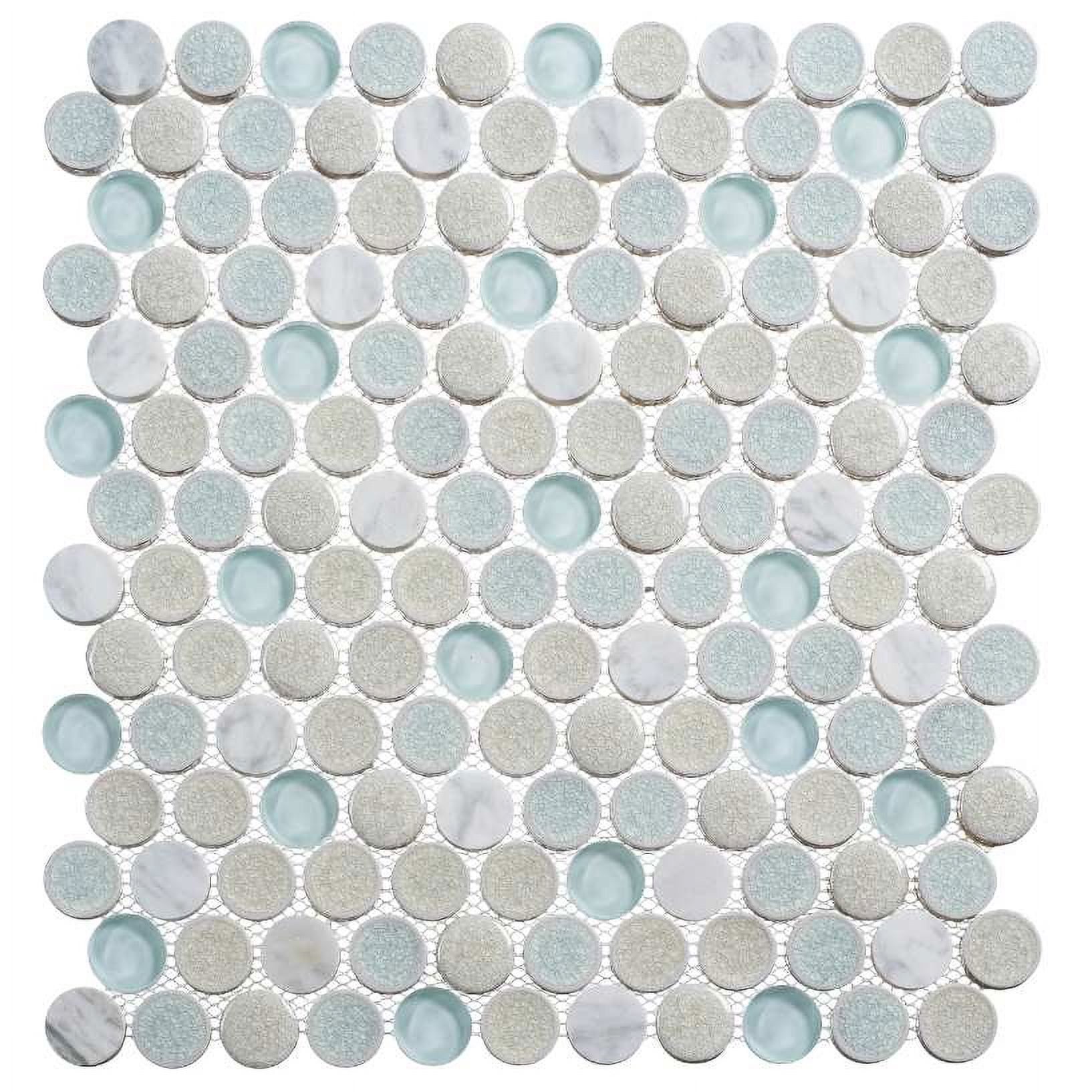 Retro Blue and White Penny Round Marble Mosaic Tile