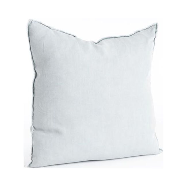 Modern Fringed Linen Down-Filled Throw Pillow in Blue & Gray