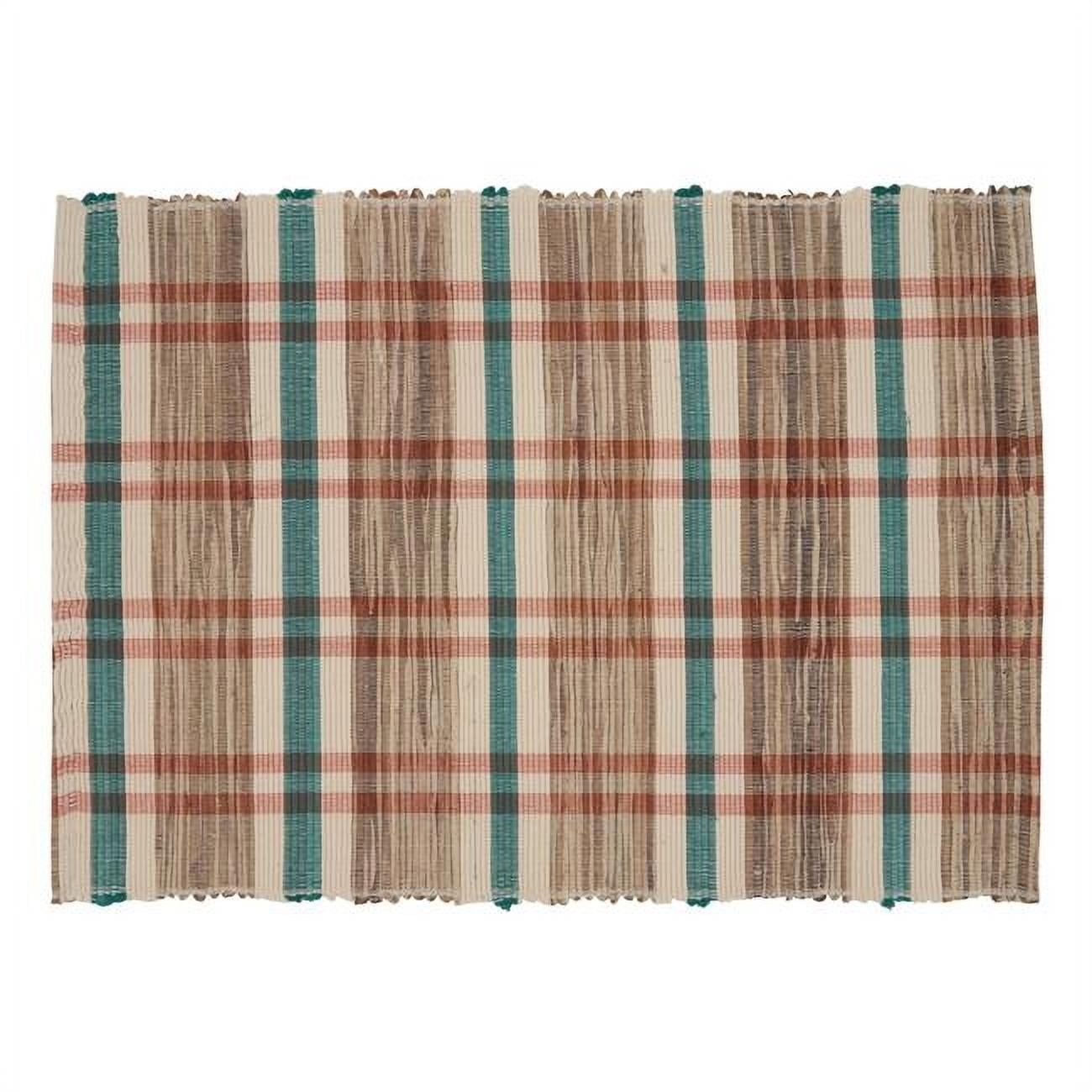 Multicolor Plaid Woven Water Hyacinth Placemats, Set of 4