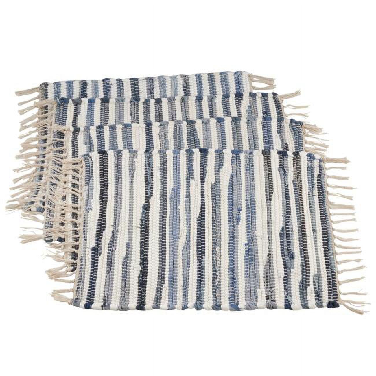 Denim Blue Cotton Chindi 14x20 Inch Placemats, Set of 4