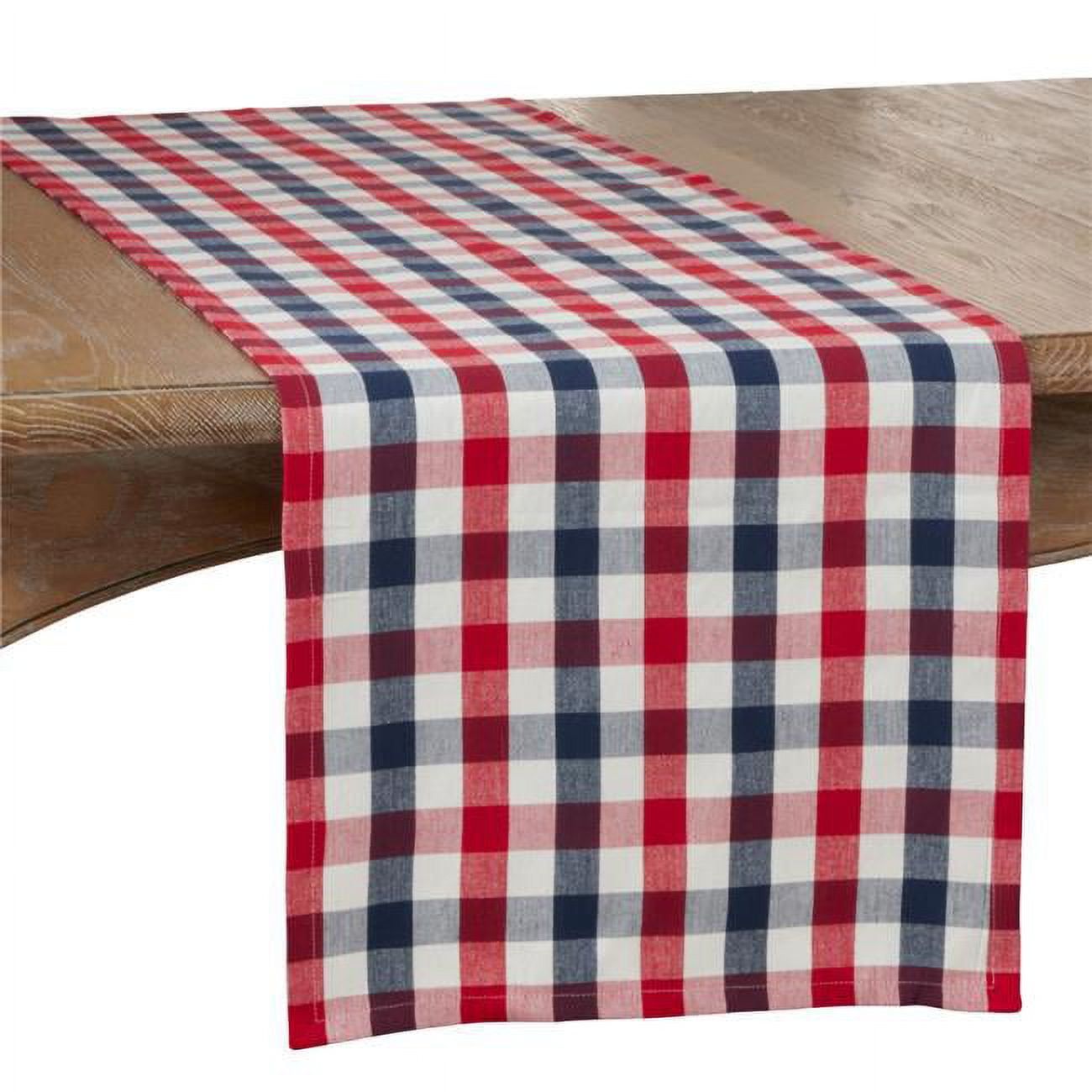 Patriotic Multicolor Cotton Gingham Check Table Runner 16 x 72 Inch