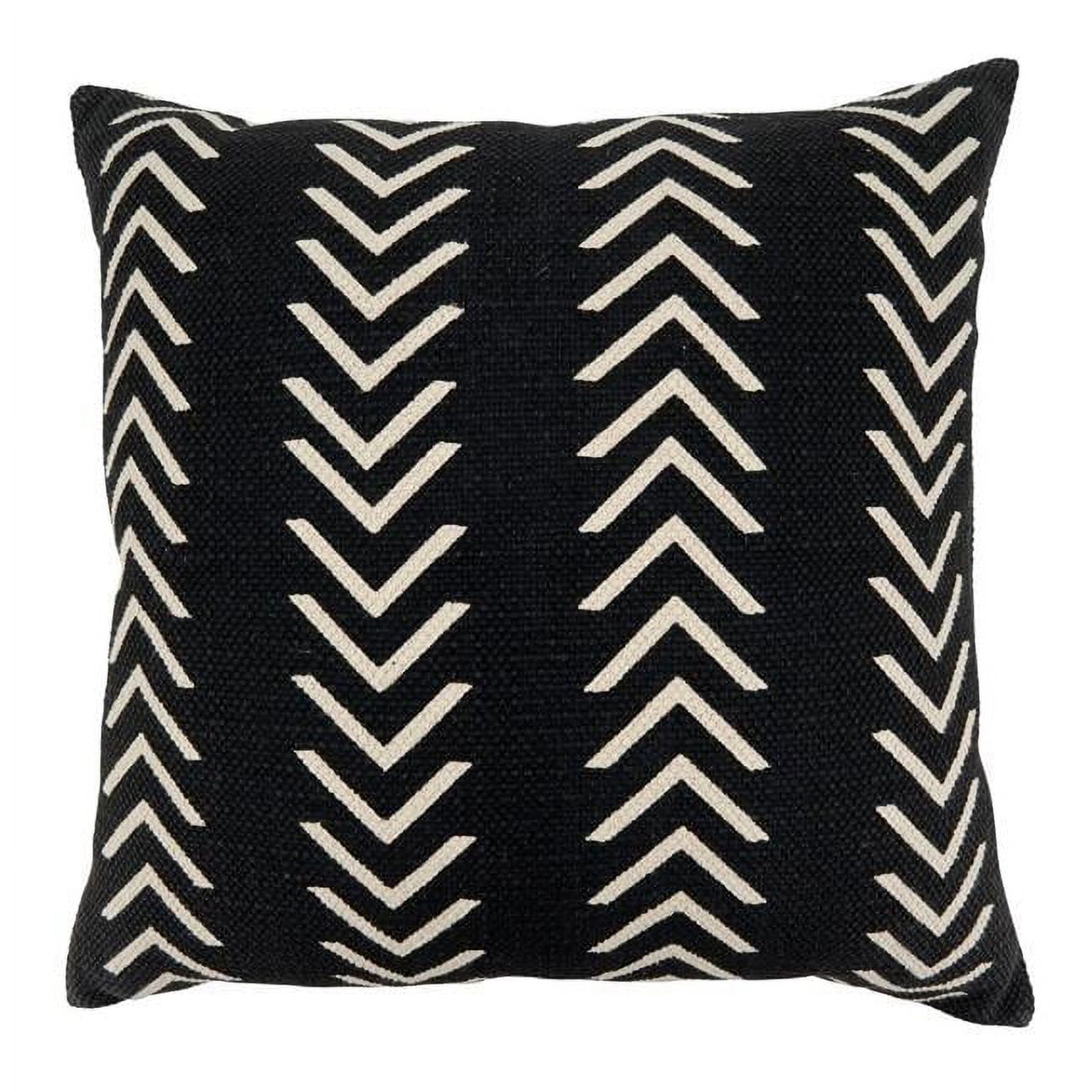 Black Chevron Design Cotton Square Throw Pillow, 22"