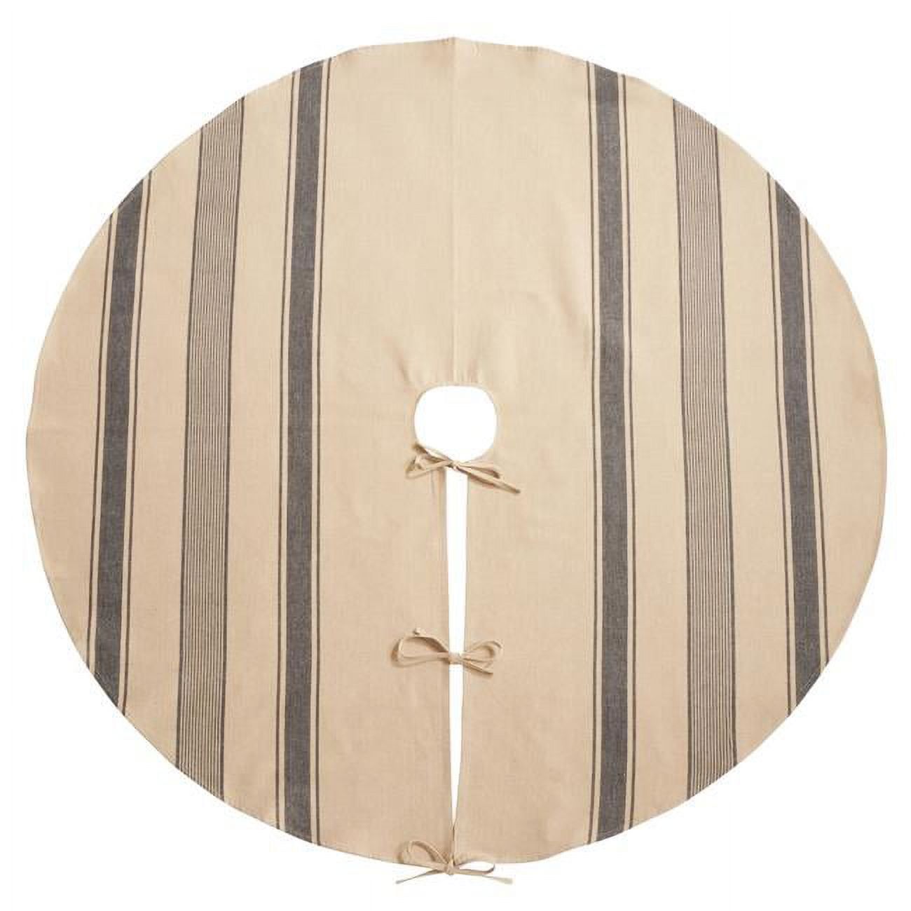 72-Inch Round Navy Blue and Beige Cotton Tree Skirt