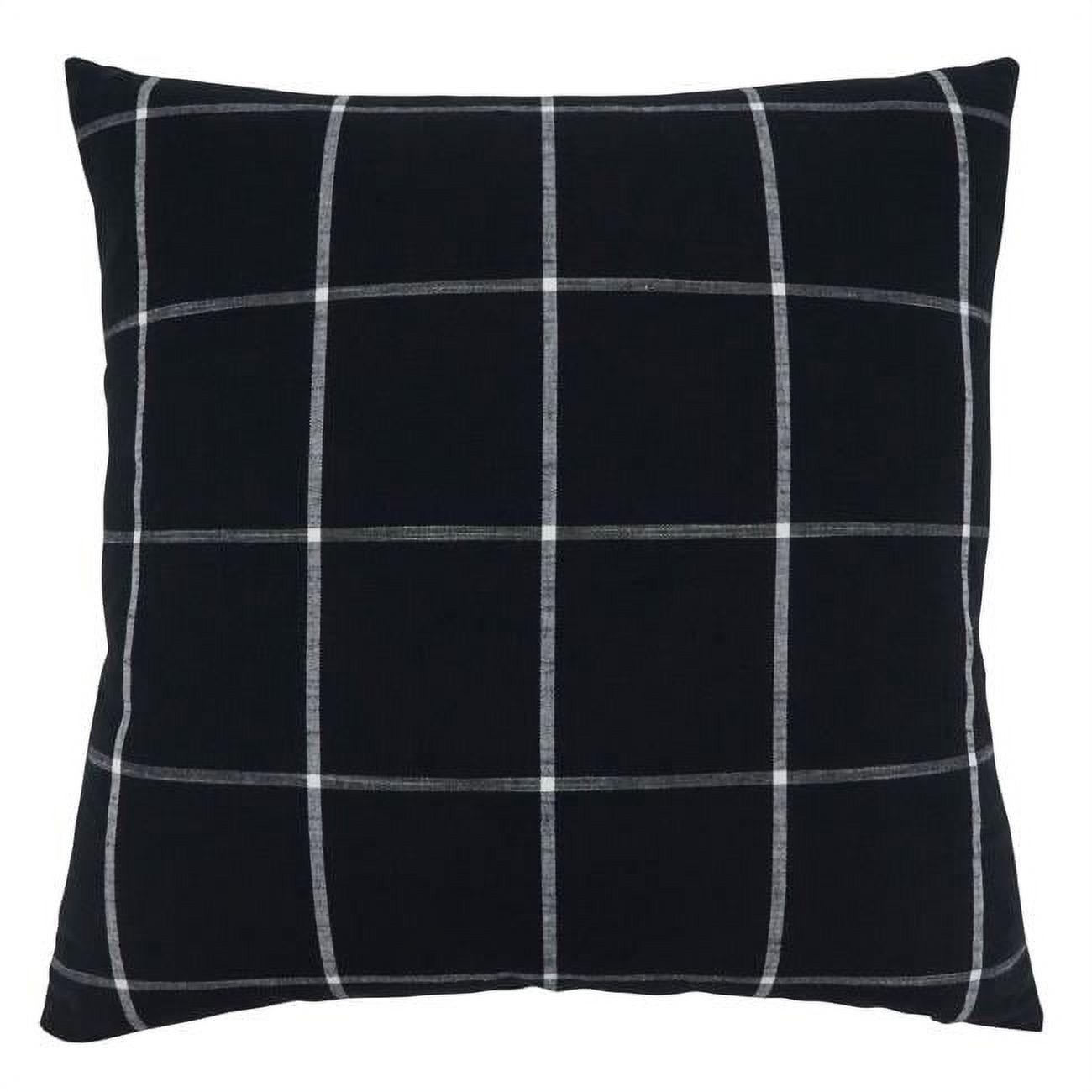 Black and White Large Plaid Cotton Pillow Cover, 20"