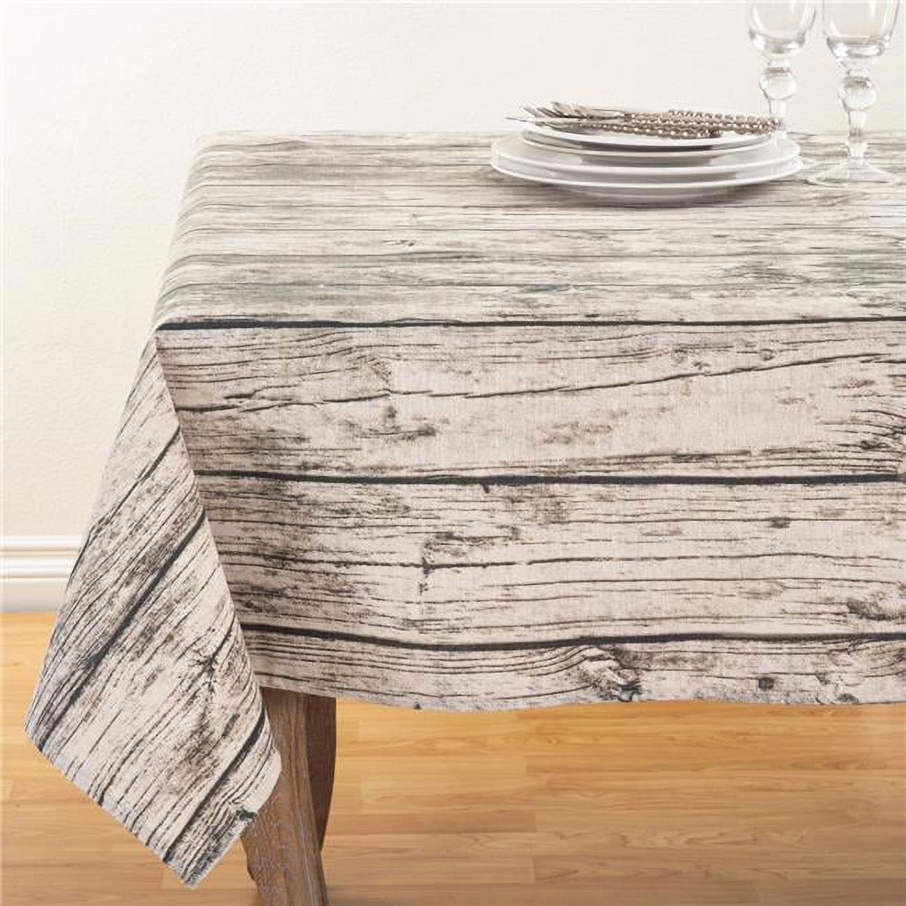 Natural Rustic Wood Illusion 60" Square Fabric Tablecloth