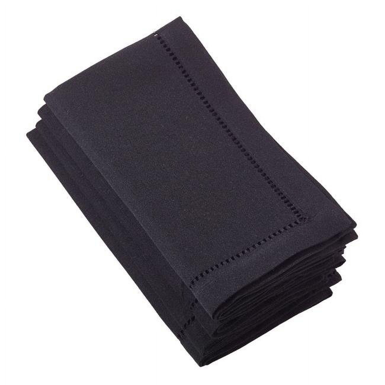 Black Hemstitch Border Cloth Dinner Napkins, 20 in, Set of 4