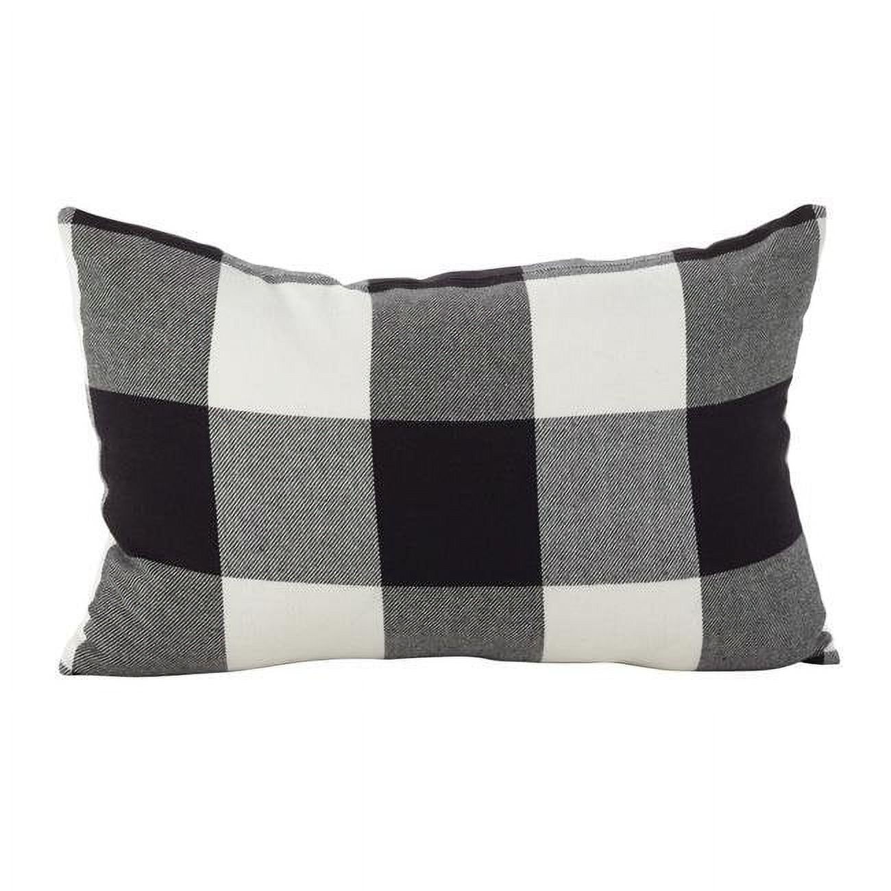 Classic Plaid Cotton Down Filled Throw Pillow 13" x 20" Black