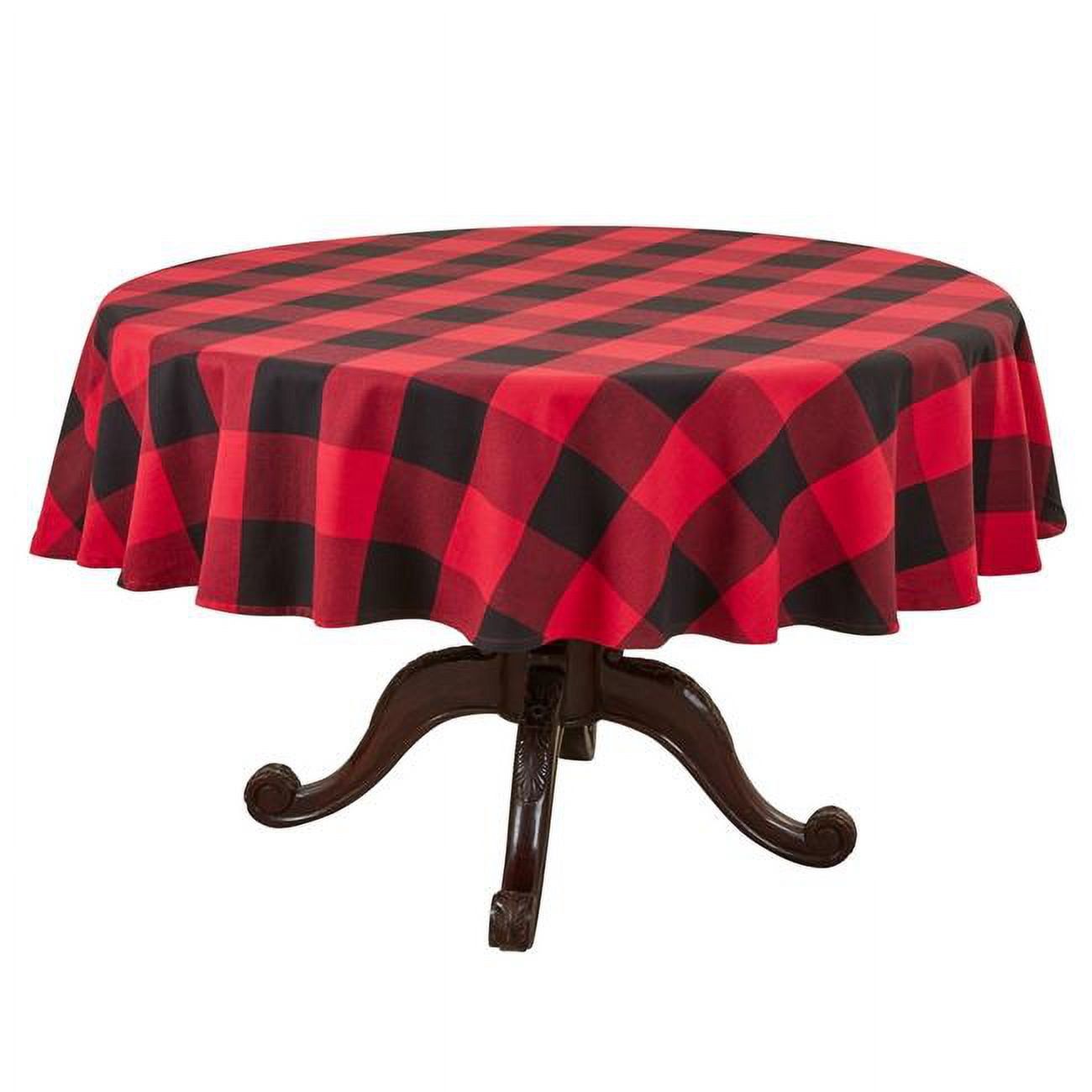 Red and Black Buffalo Plaid Cotton Round Tablecloth