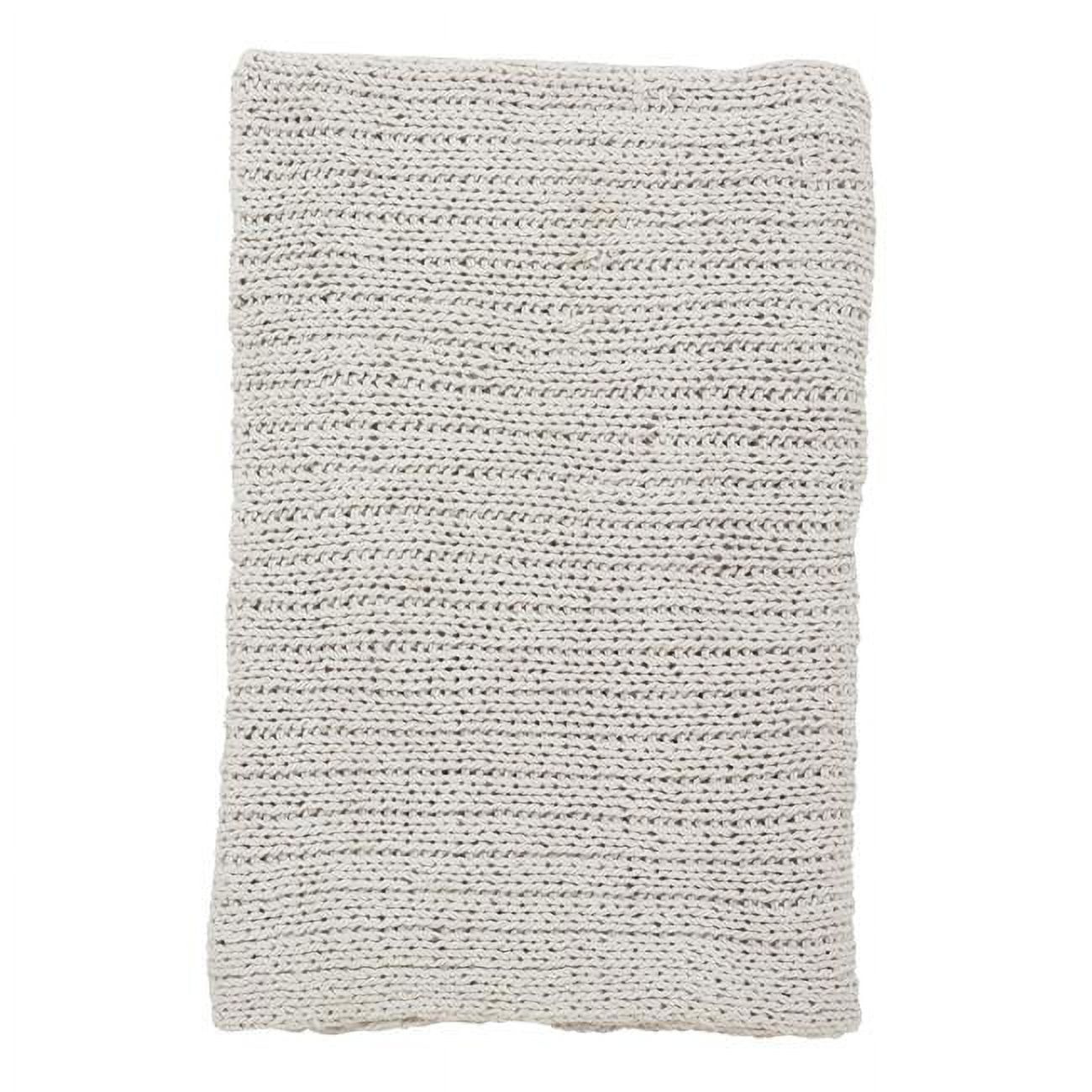 Ivory Cotton Knitted Reversible Throw Blanket 27" x 24.5"