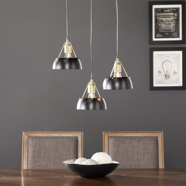 Contemporary Brass Drum 3-Light Cluster Pendant