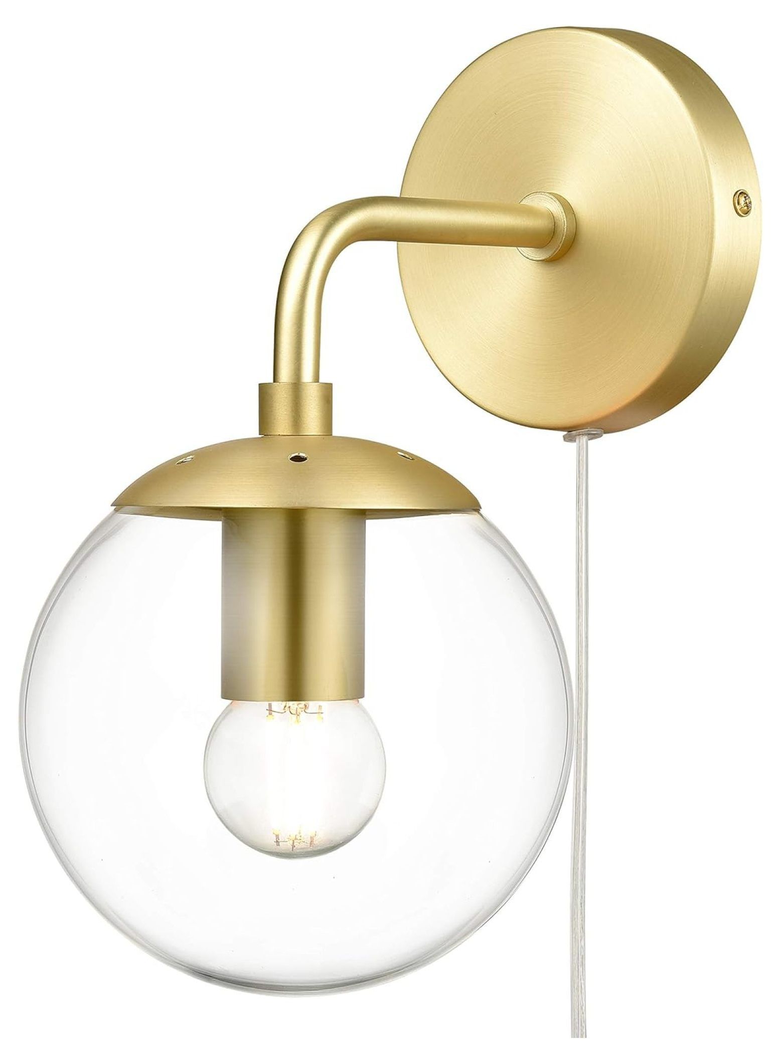 Greta Globe 8'' Brushed Brass Wall Sconce with Clear Glass Shade