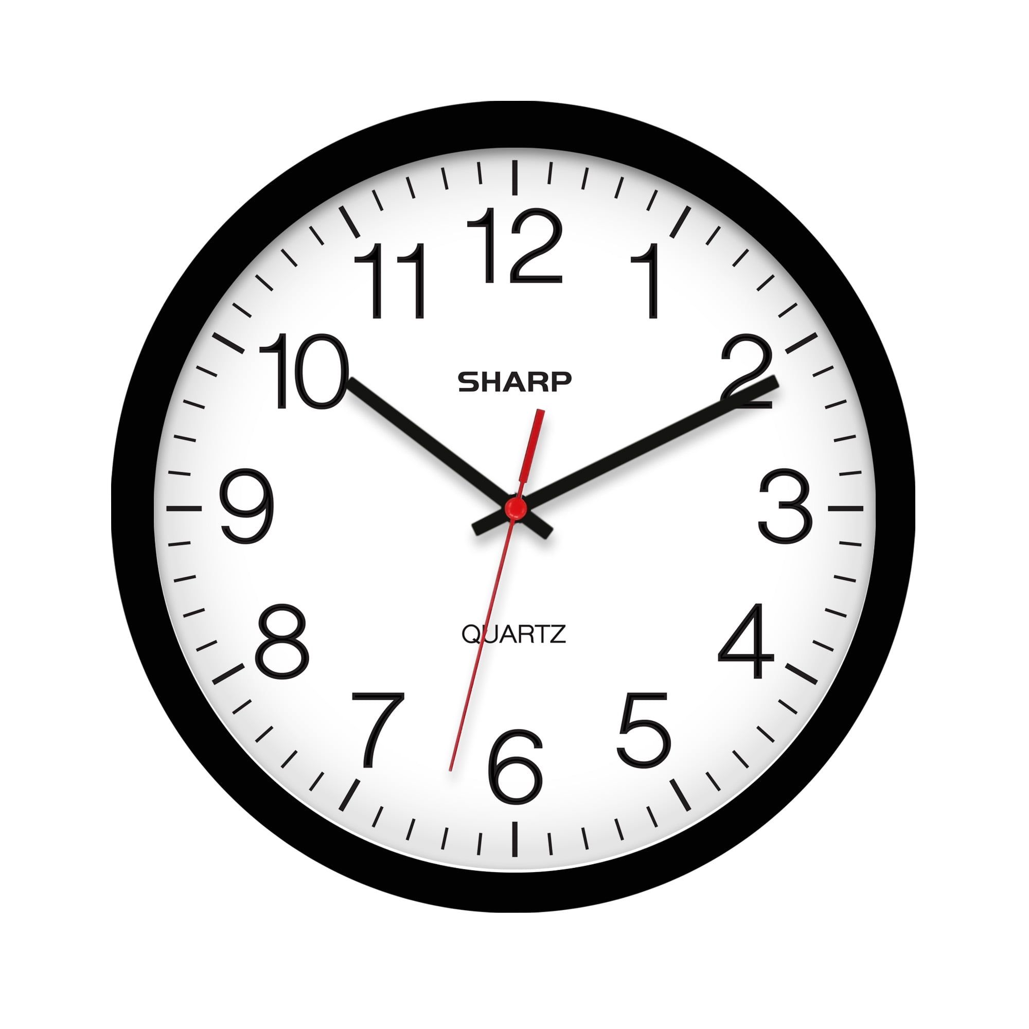 Sharp 14 Inch Black Silent Non-Ticking Quartz Wall Clock