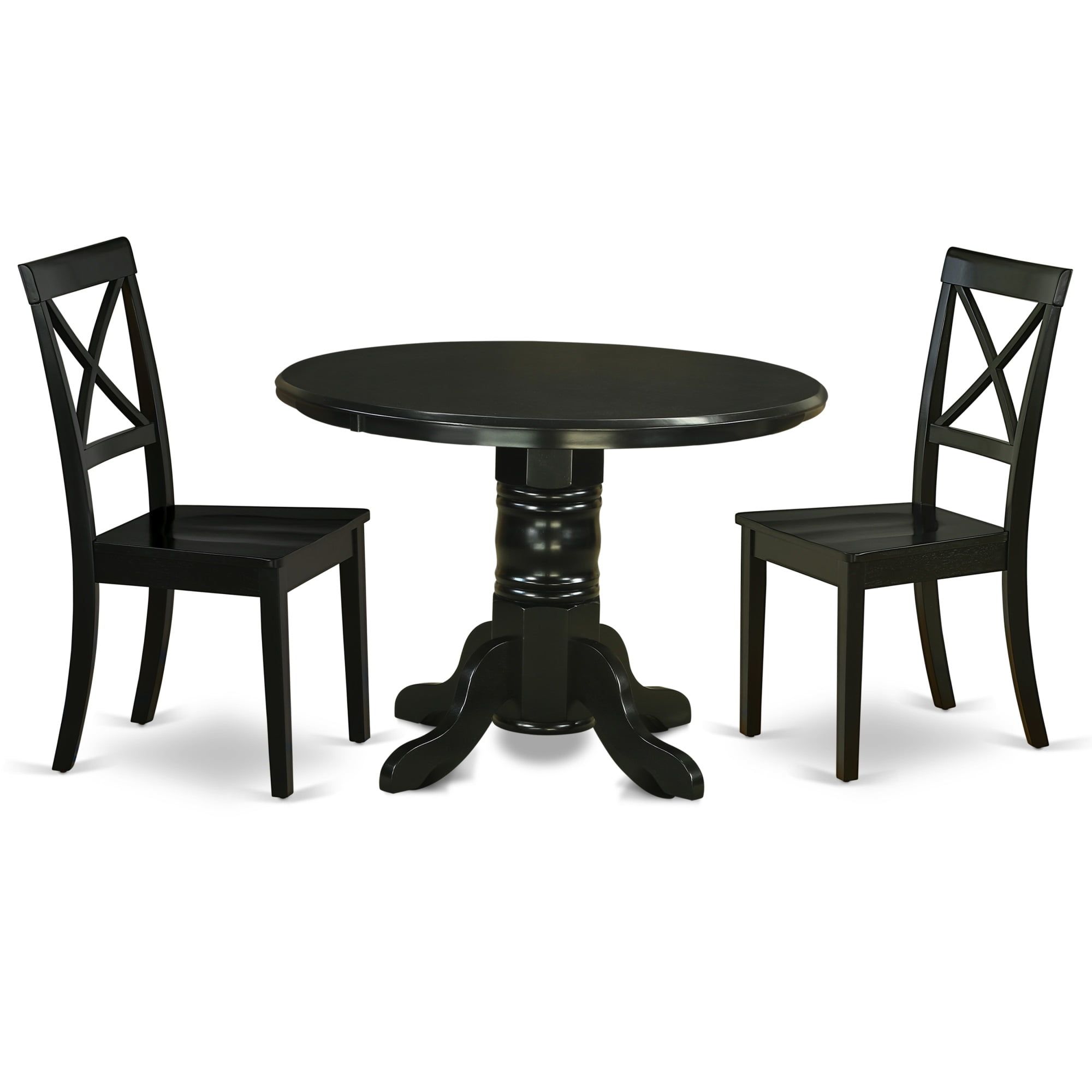 Contemporary Classic Black Round Dining Set with X-Back Chairs