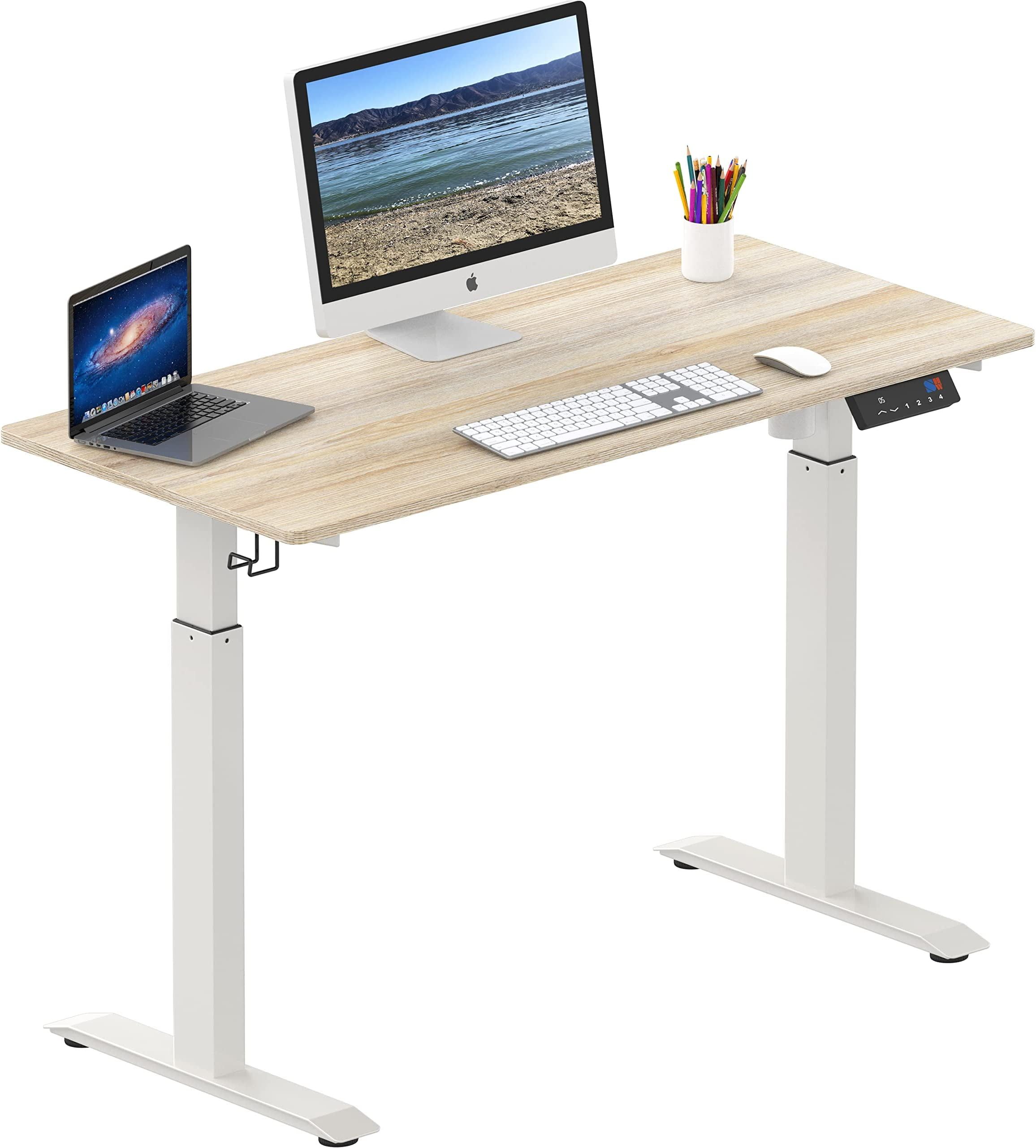 Maple Adjustable Height Standing Desk with Electric Lift, 48 Inch