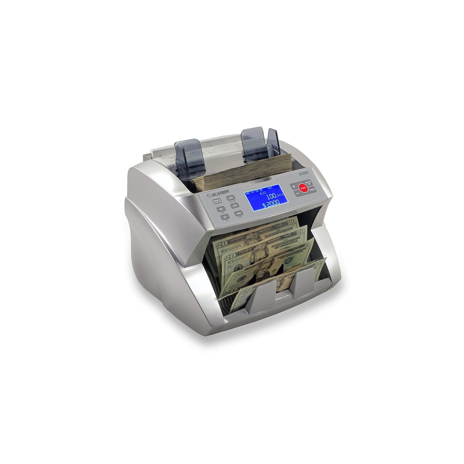 Silver Metal High-Speed Bill Counter with UV Detection