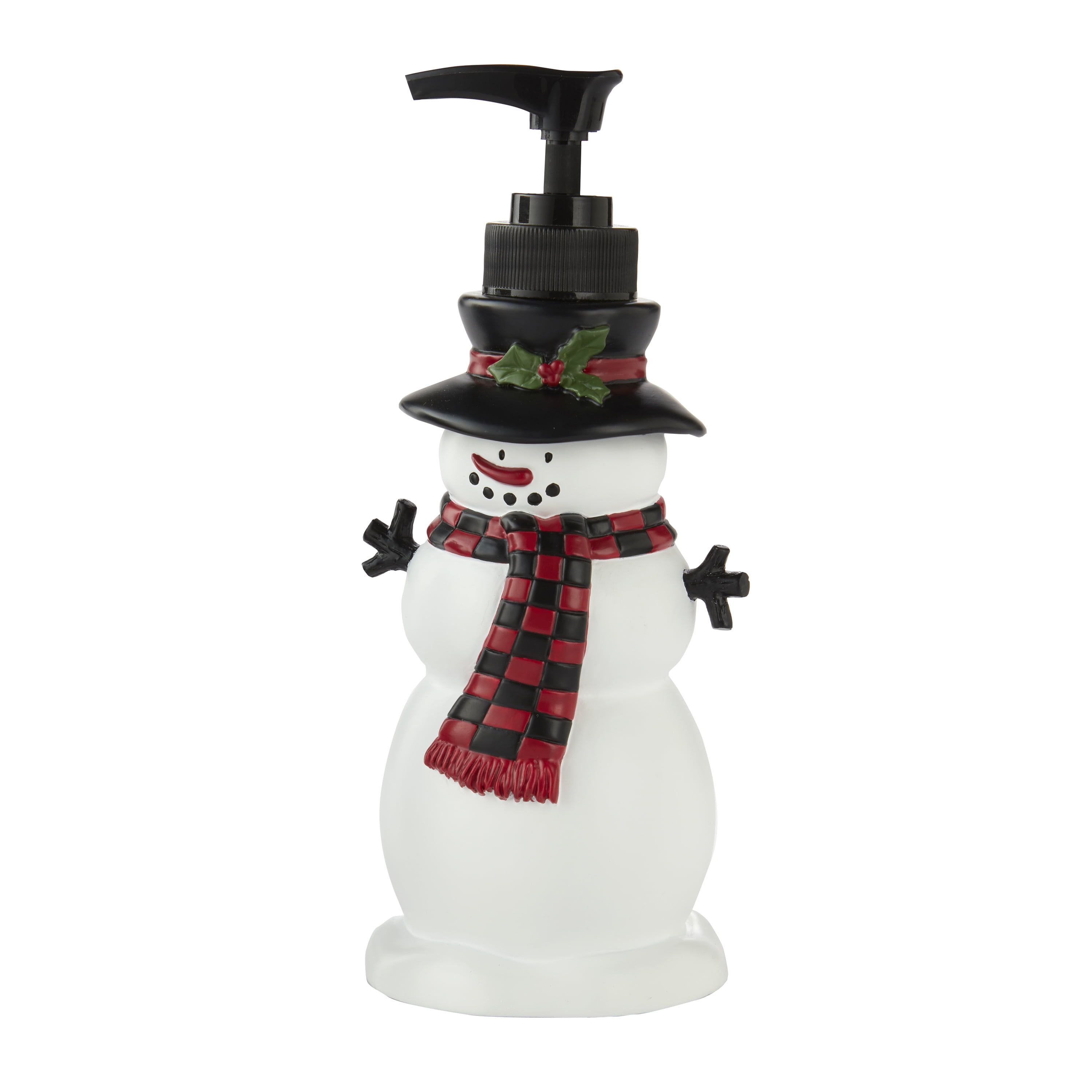 Festive Snowman Resin Lotion/Soap Dispenser in Red and Black