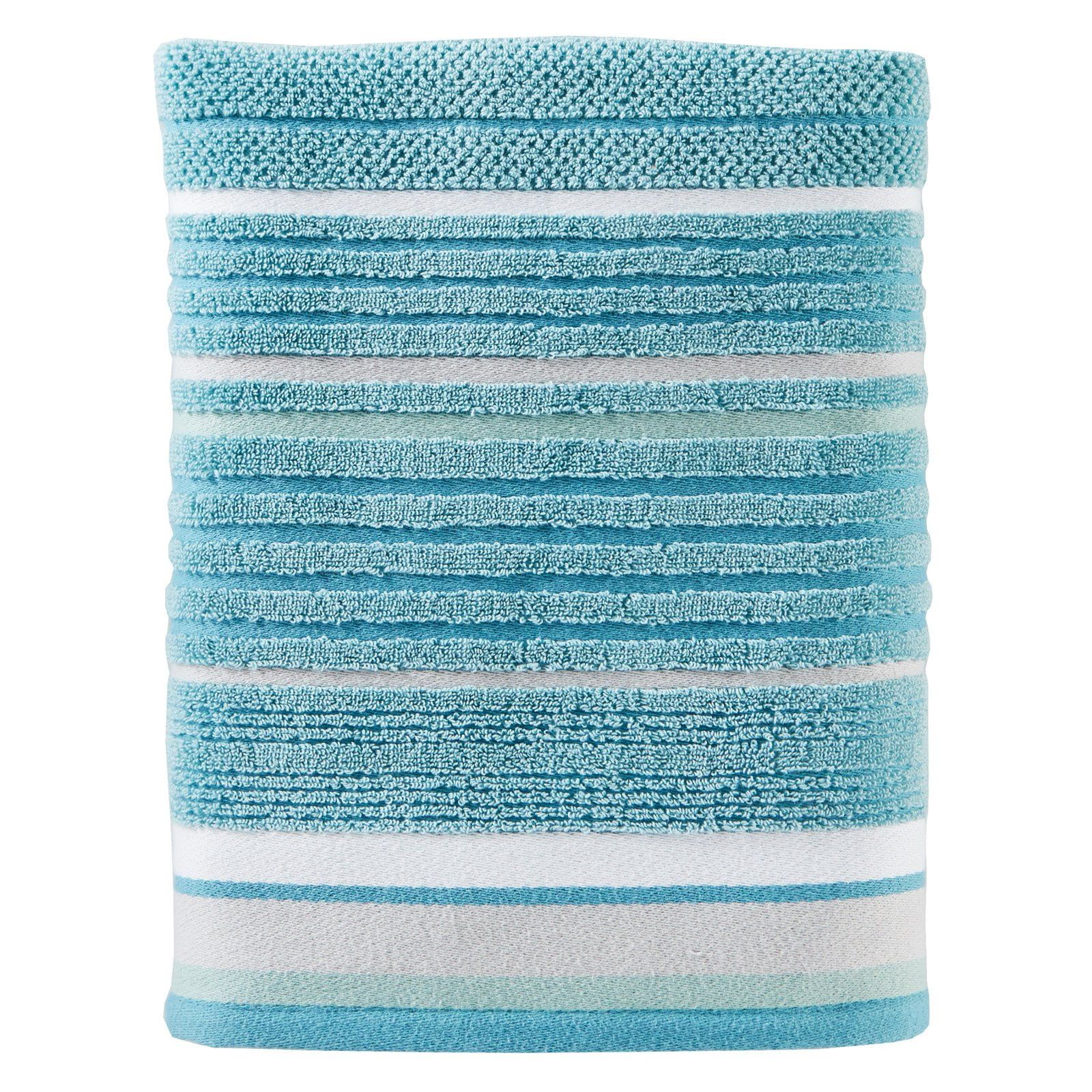 Teal Ribbed Cotton Coastal Bath Towel Set