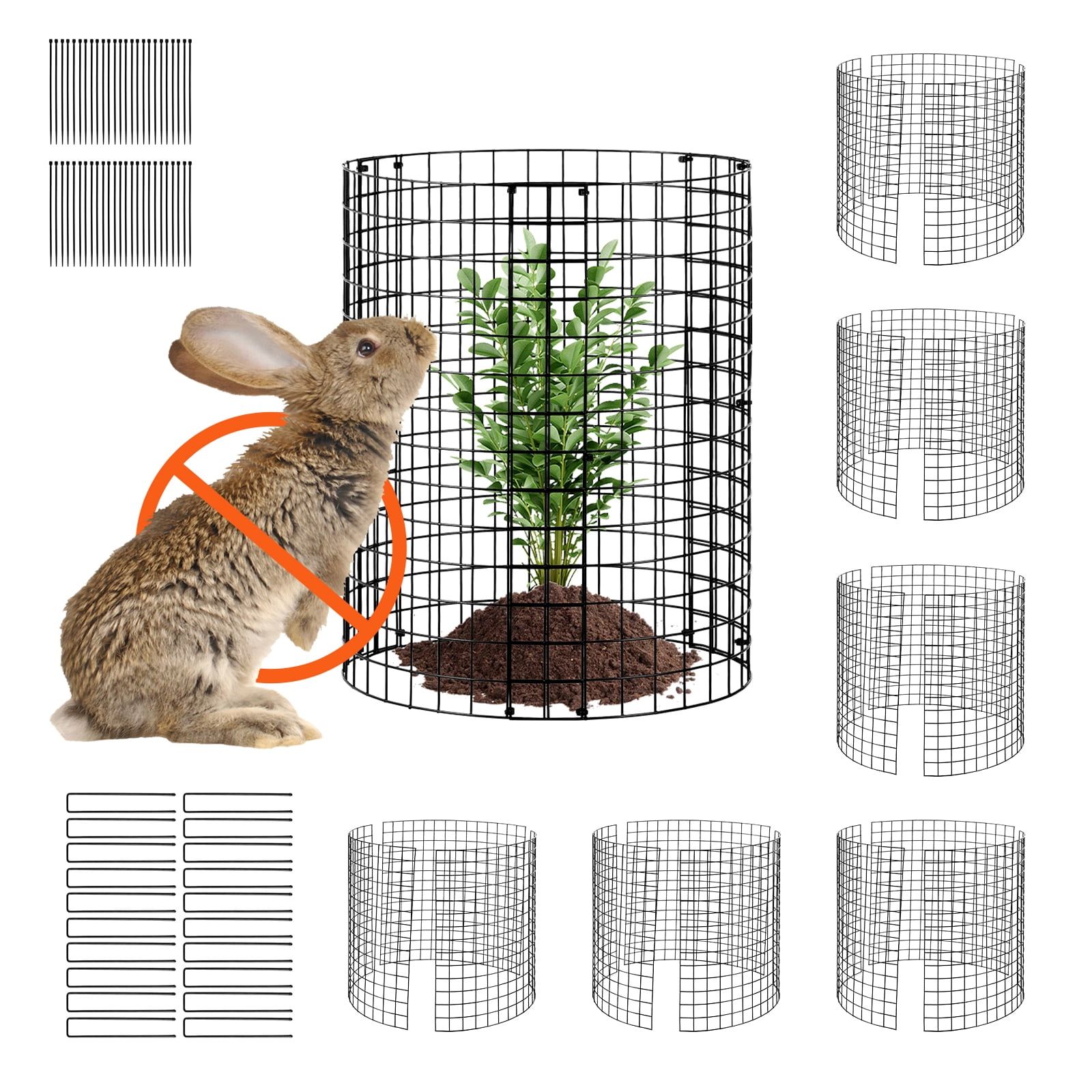 Black Metal Mesh Plant Protector Cage Set