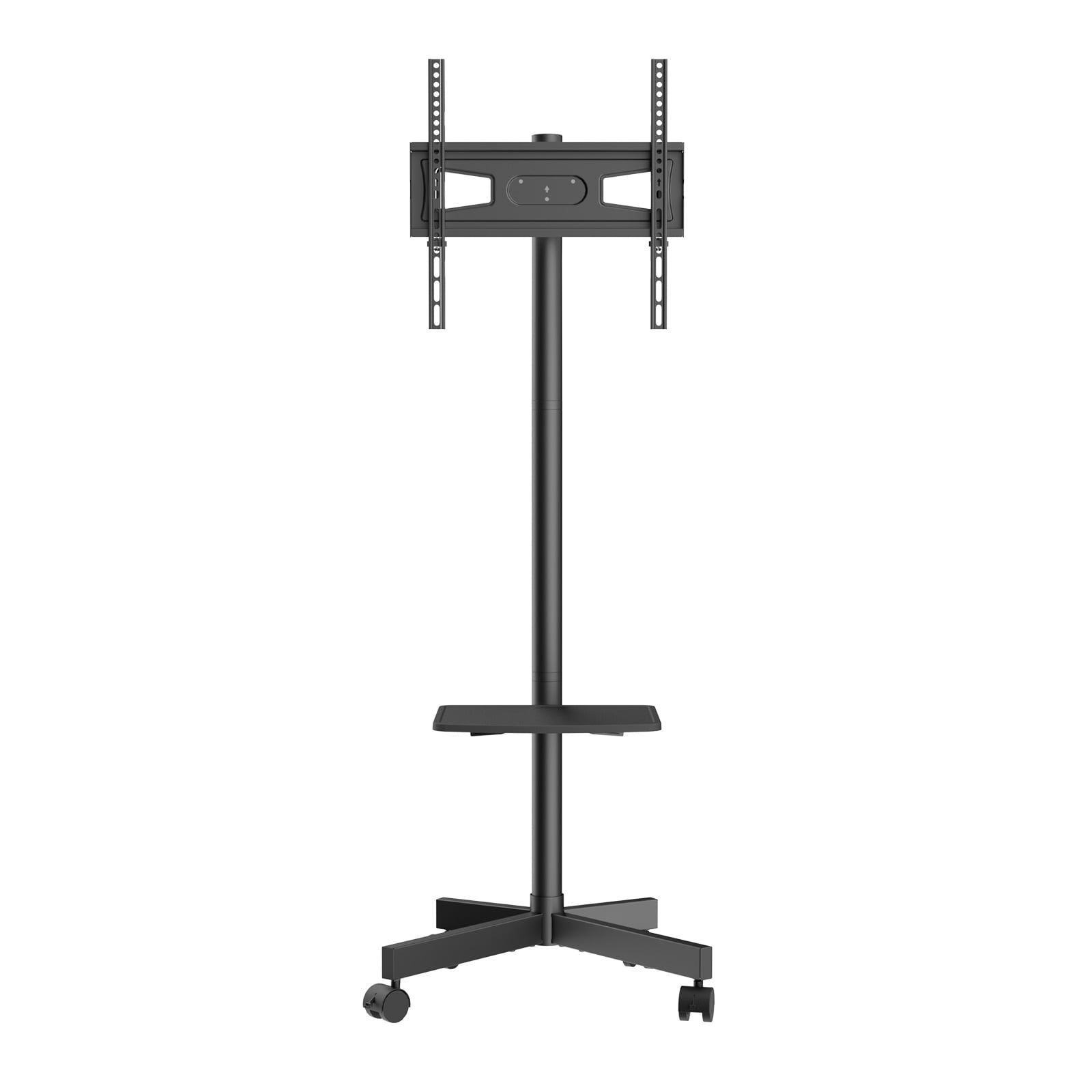 Black Adjustable Mobile TV Stand with Wheels and Tray