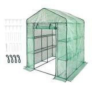 Green Walk-In Greenhouse with Shelves and PE Tarp