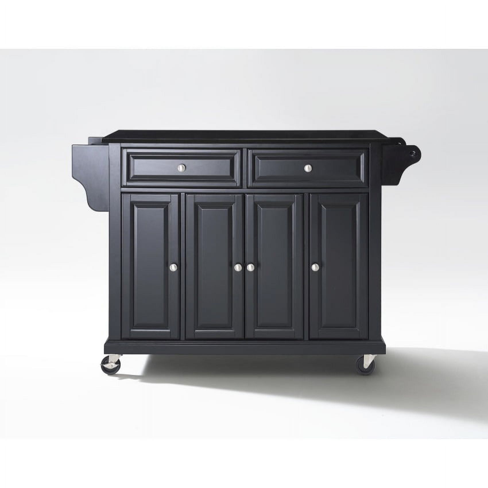 Black Granite Top Kitchen Cart with Storage and Spice Rack