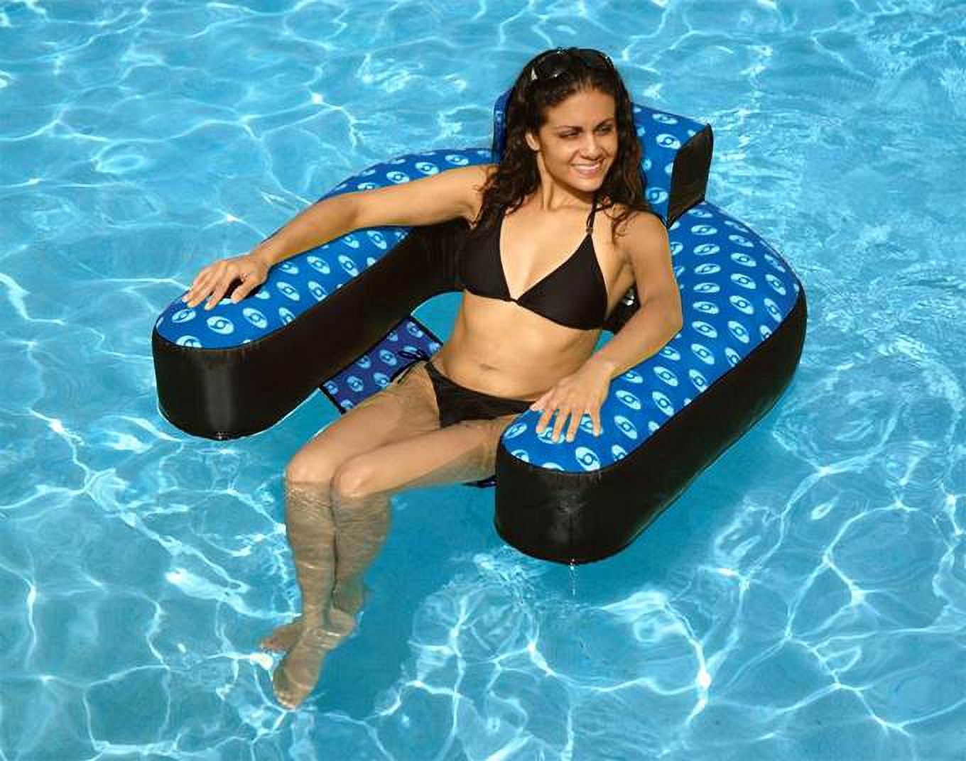 Extra-Large Blue Fabric Covered U-Seat Pool Lounger