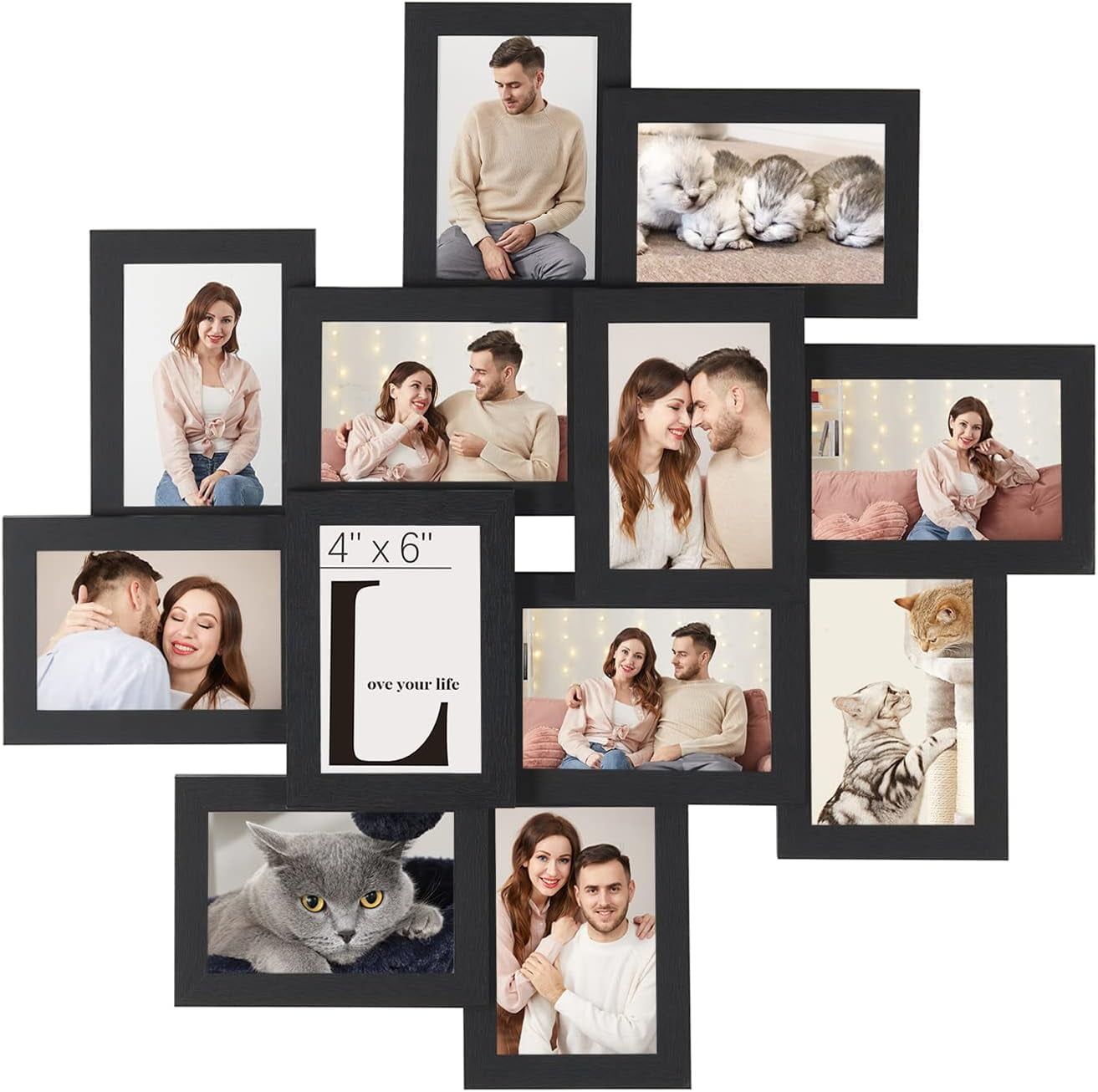 Black Multi-Photo Collage Frame Set with Glass Front