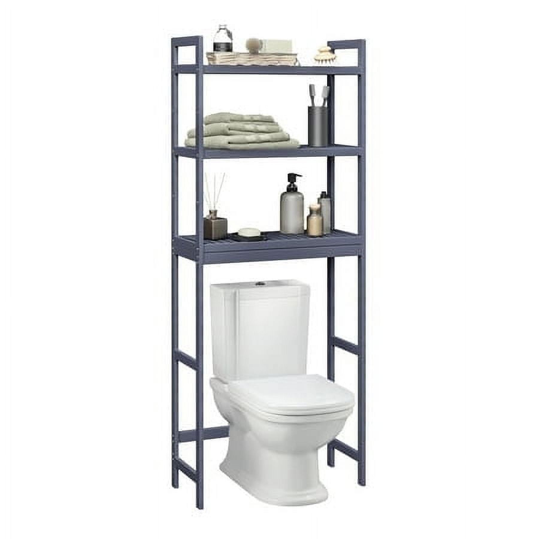 Gray Bamboo 3-Tier Adjustable Over-the-Toilet Storage Shelf