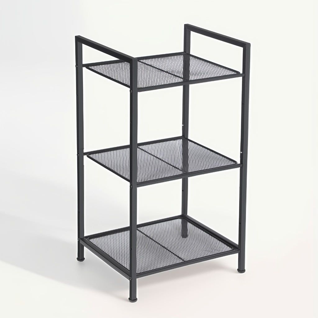 Black Adjustable 3-Tier Steel Storage Rack