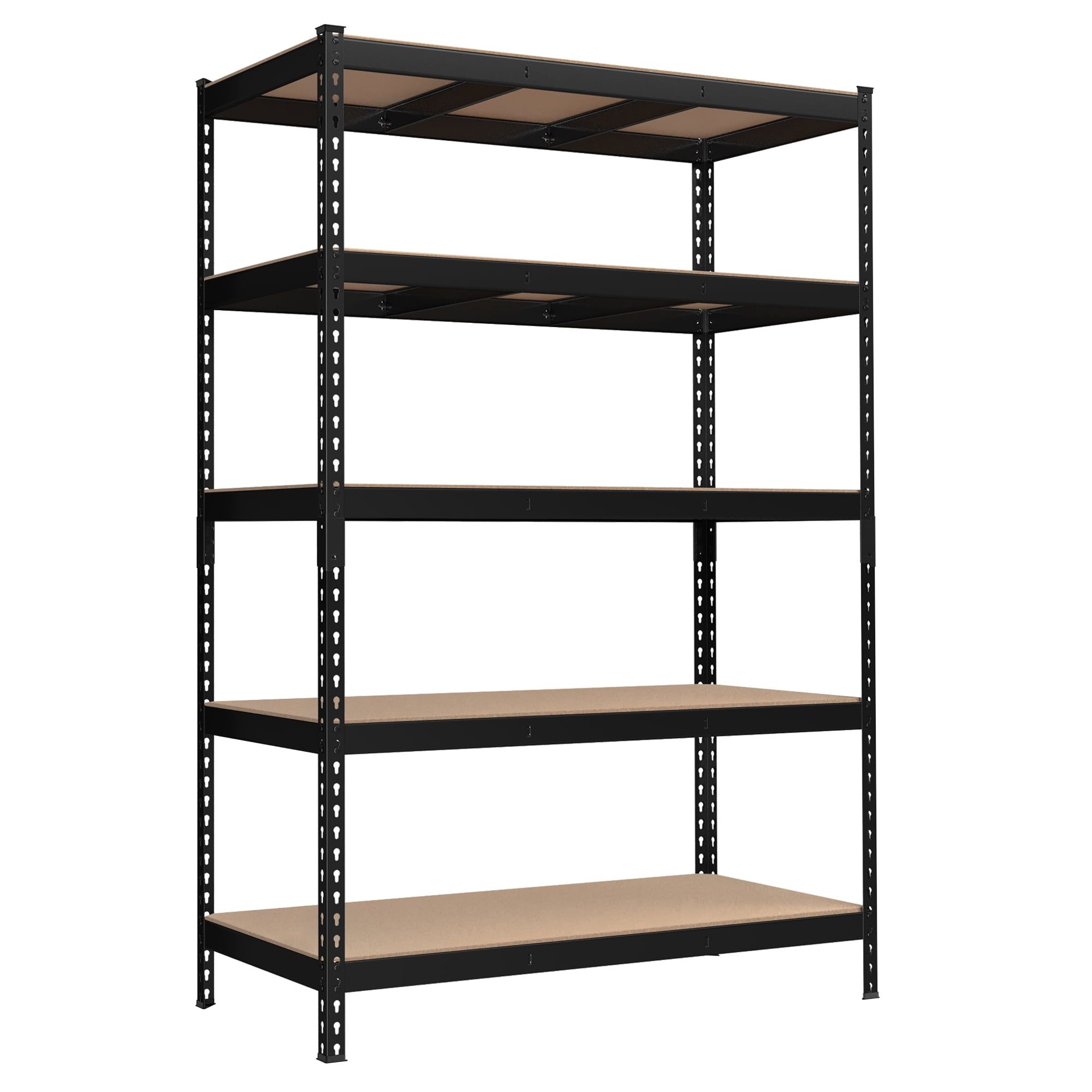 Black 5-Tier Adjustable Steel and MDF Garage Shelving Unit